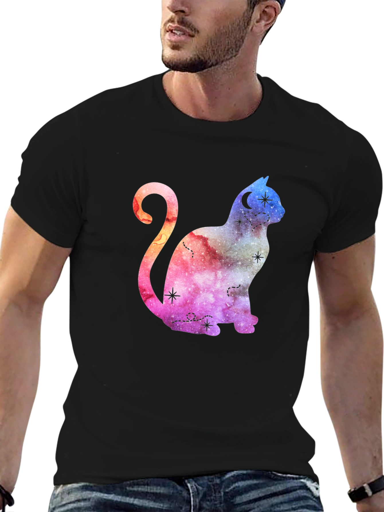 Cosmic Cat Graphic T-Shirt - Stylish Unisex Tee