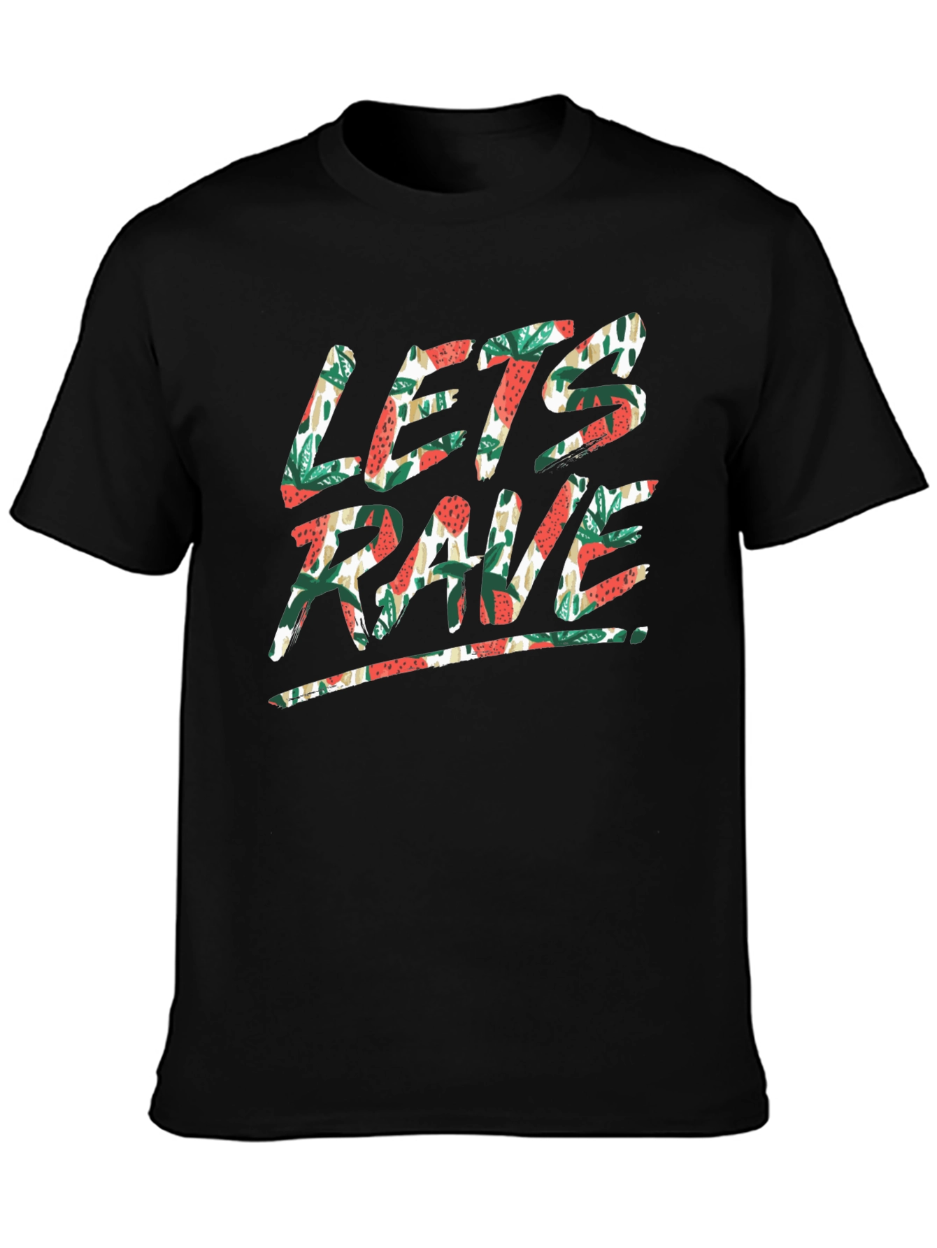Lets Rave Graphic Print Black T-Shirt