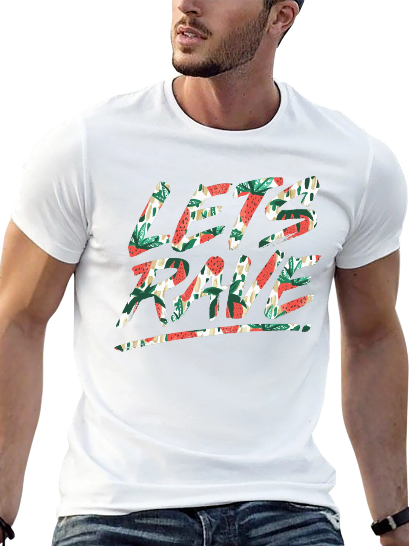 Lets Rave Graphic Print Black T-Shirt