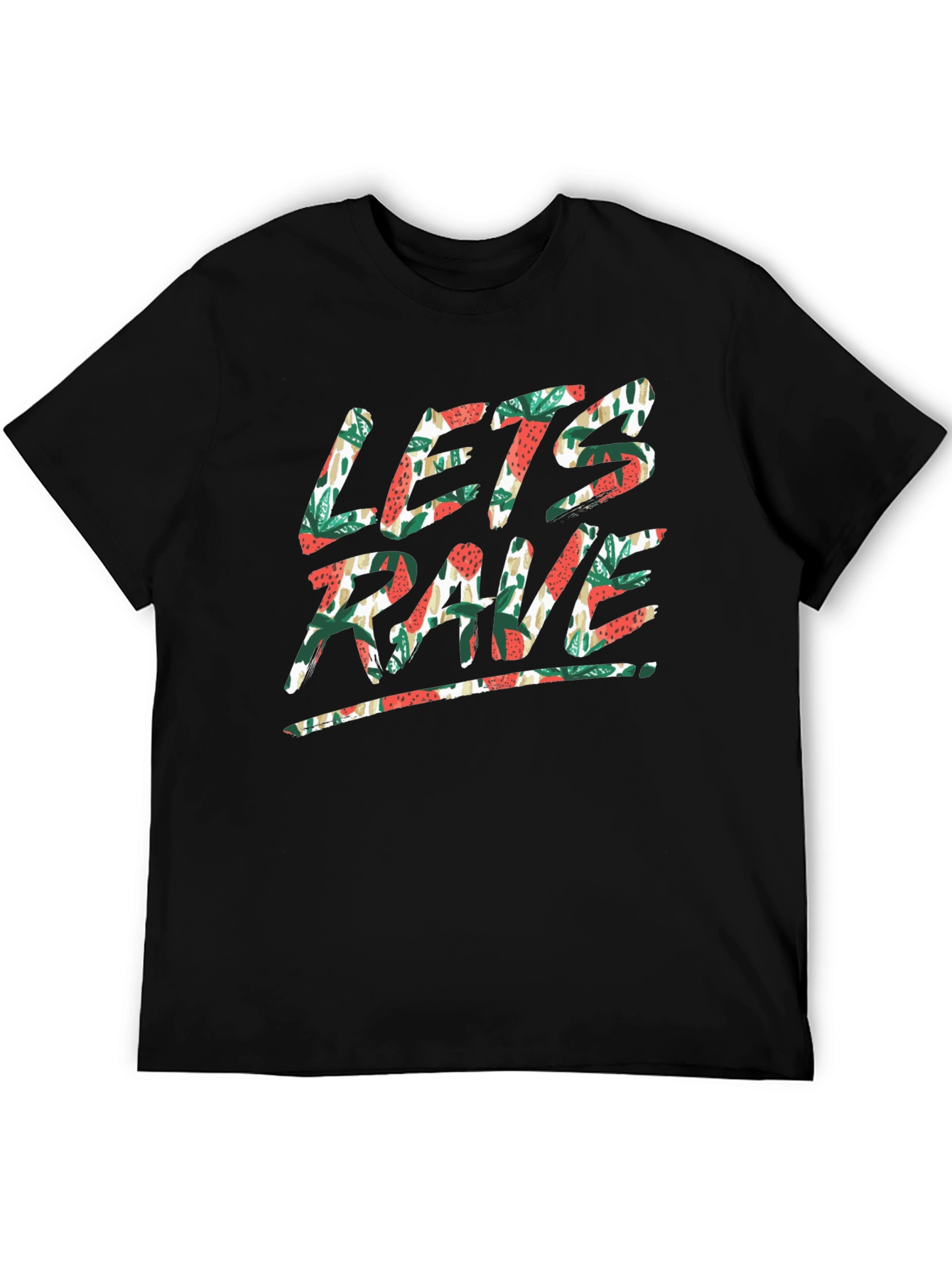 Lets Rave Graphic Print Black T-Shirt
