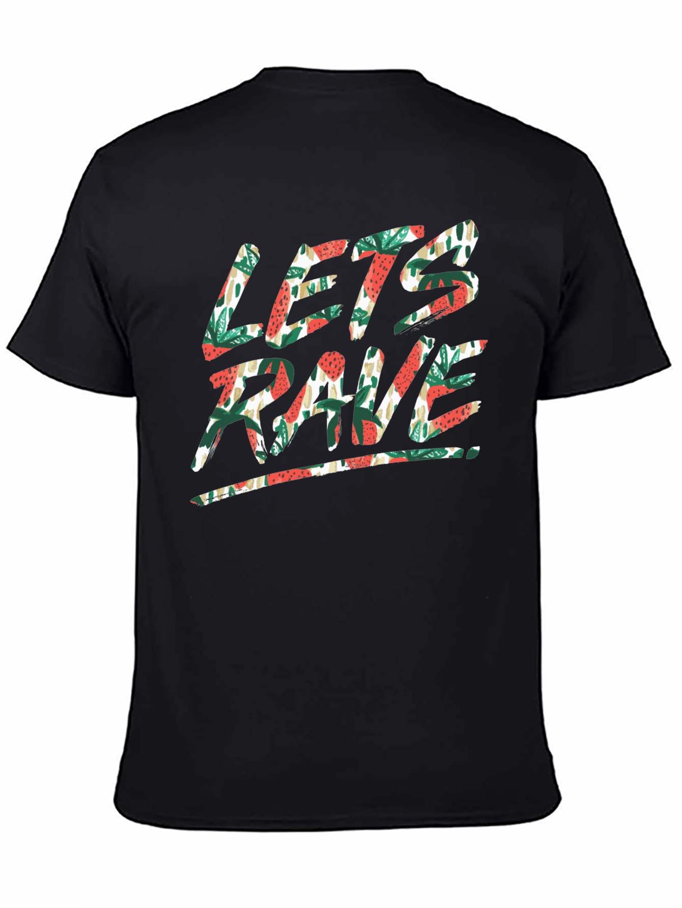 Lets Rave Graphic Print Black T-Shirt