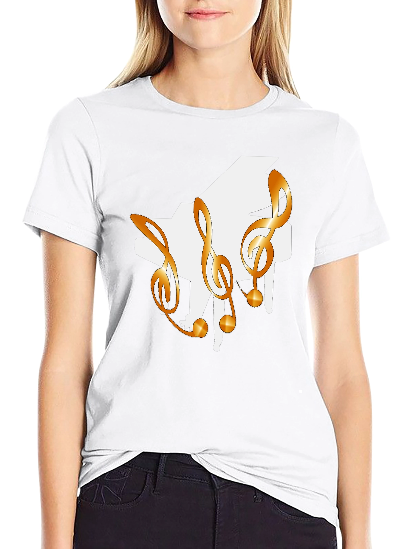 Piano & Treble Clef Graphic T-Shirt