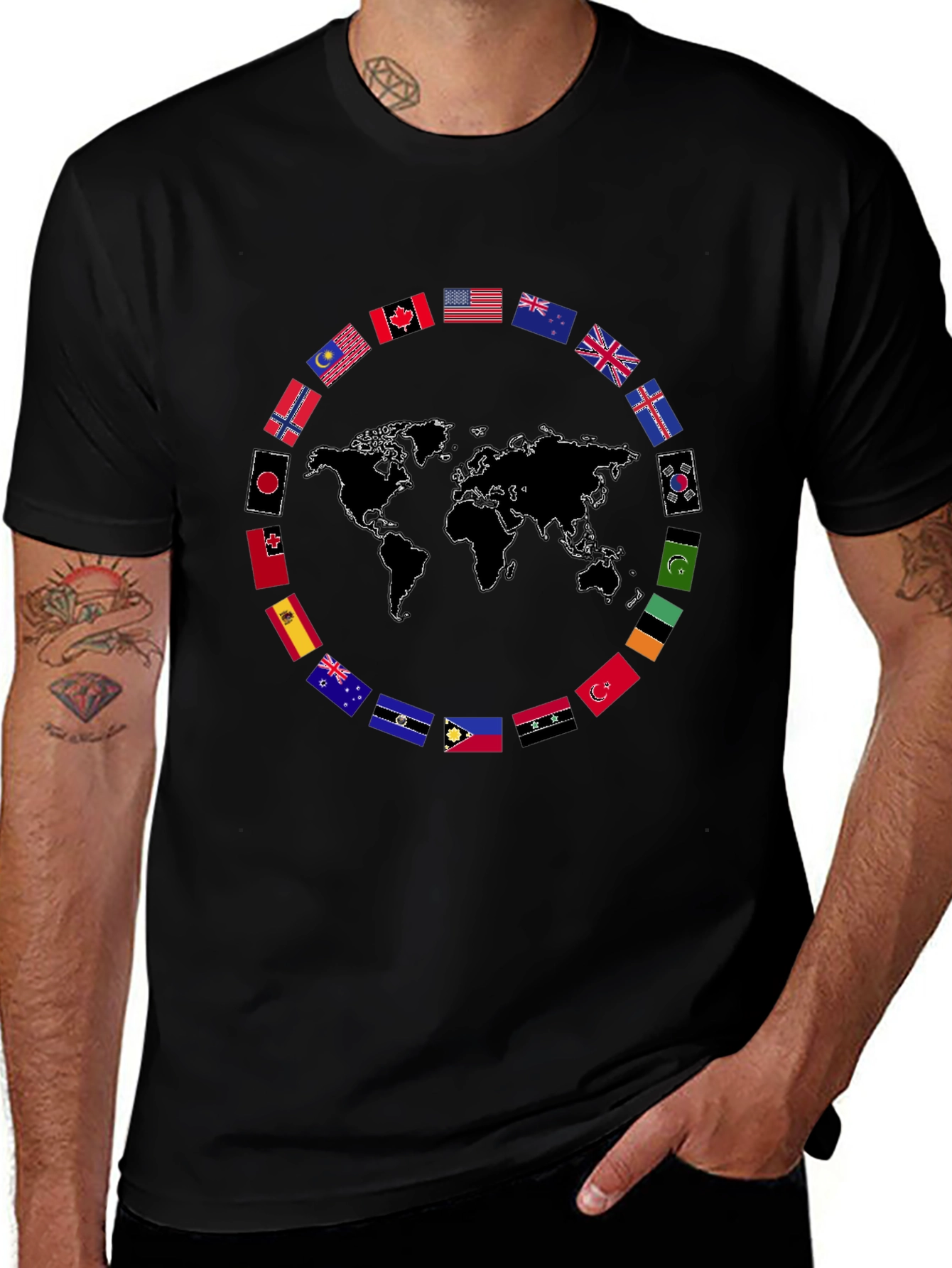 World Flags Graphic T-Shirt