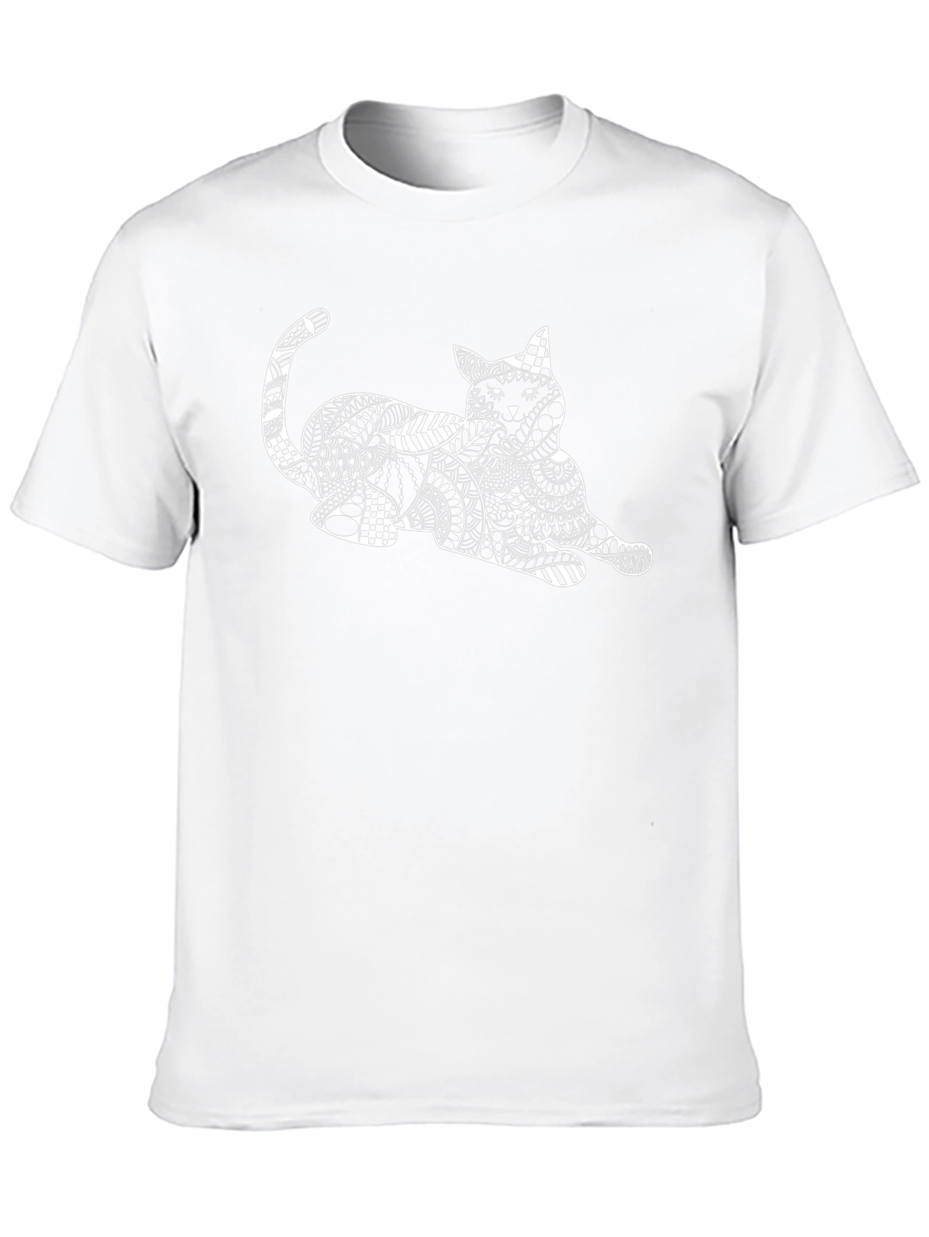Abstract Cat Graphic T-Shirt - Black
