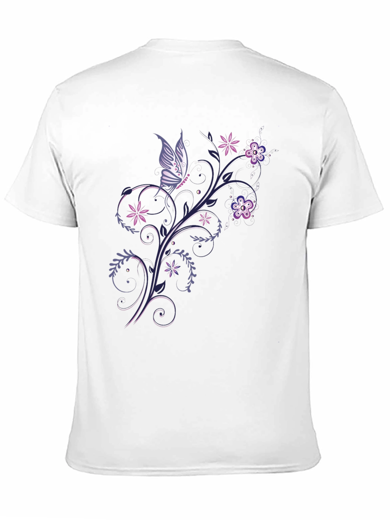 Butterfly Floral Graphic Black T-Shirt