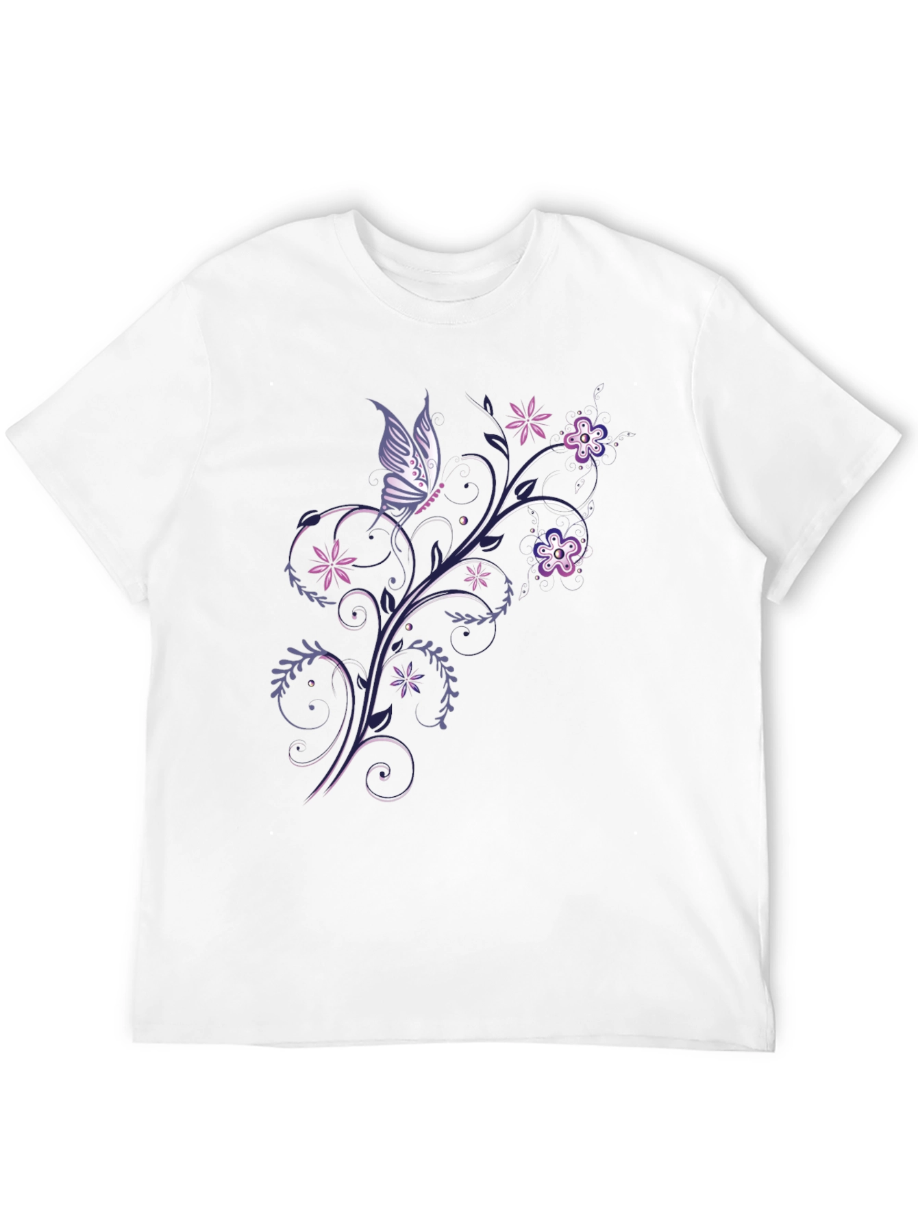 Butterfly Floral Graphic Black T-Shirt