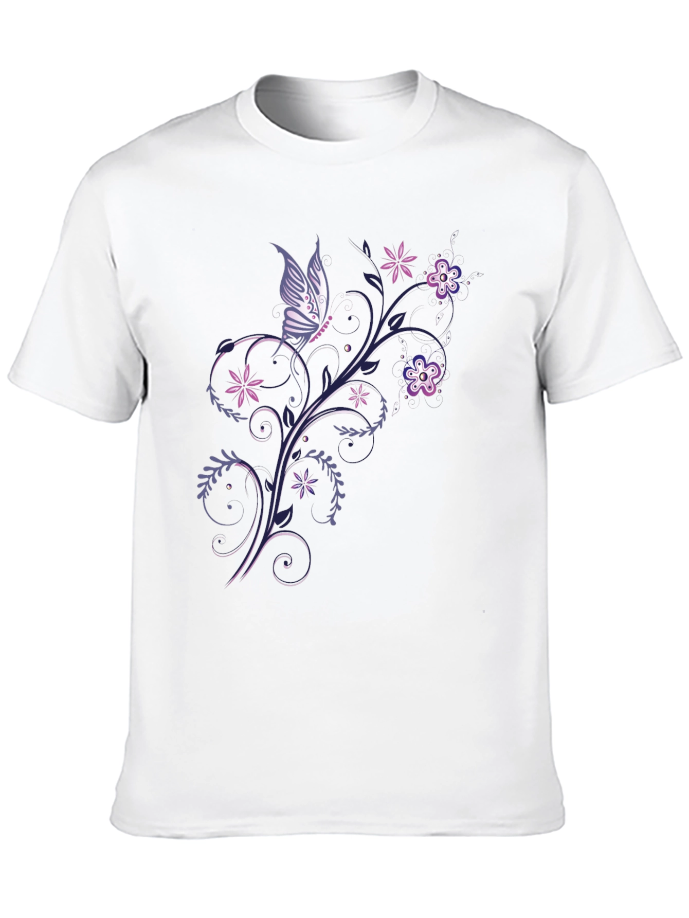 Butterfly Floral Graphic Black T-Shirt