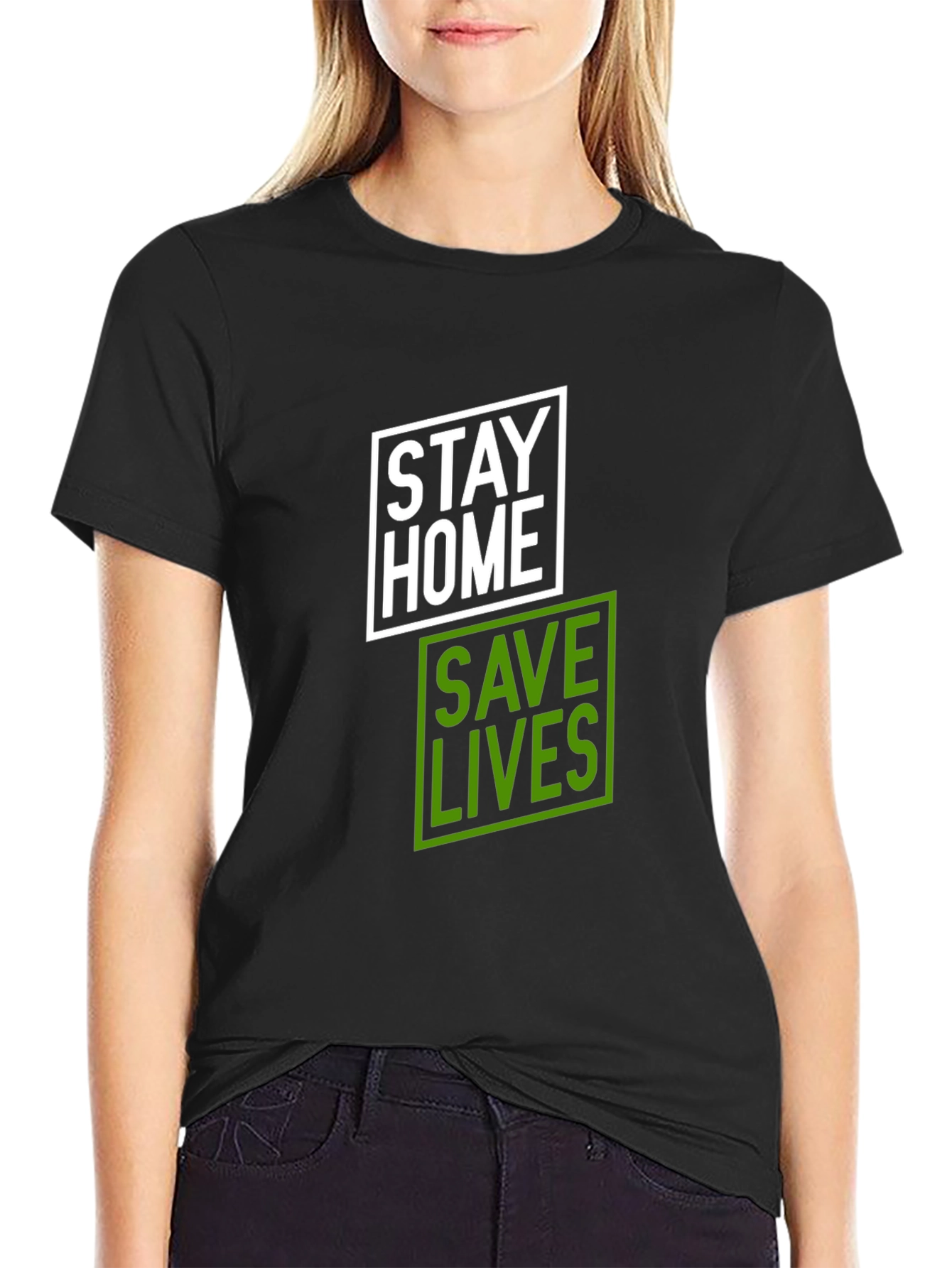 Stay Home Save Lives T-Shirt - Black