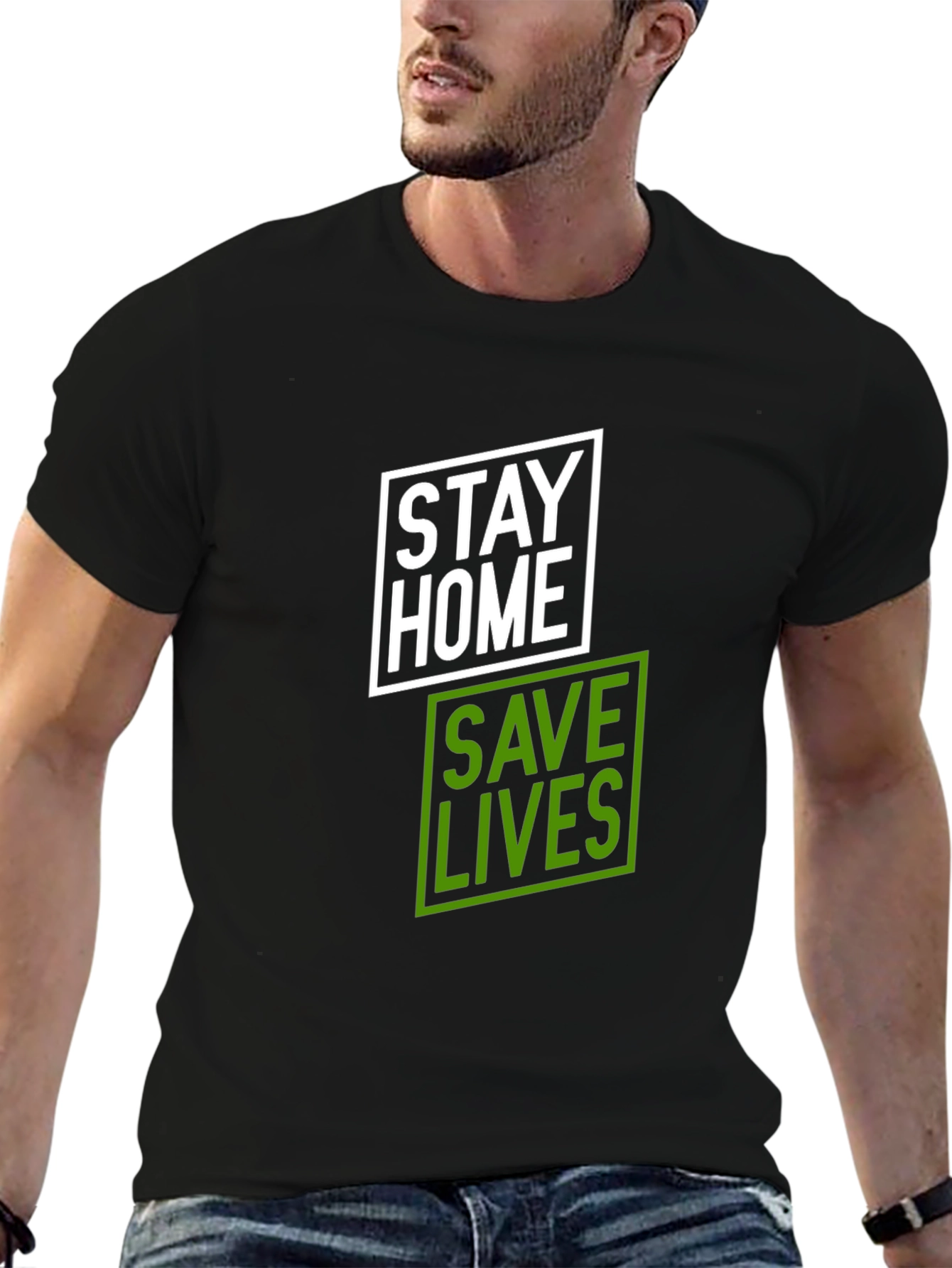 Stay Home Save Lives T-Shirt - Black