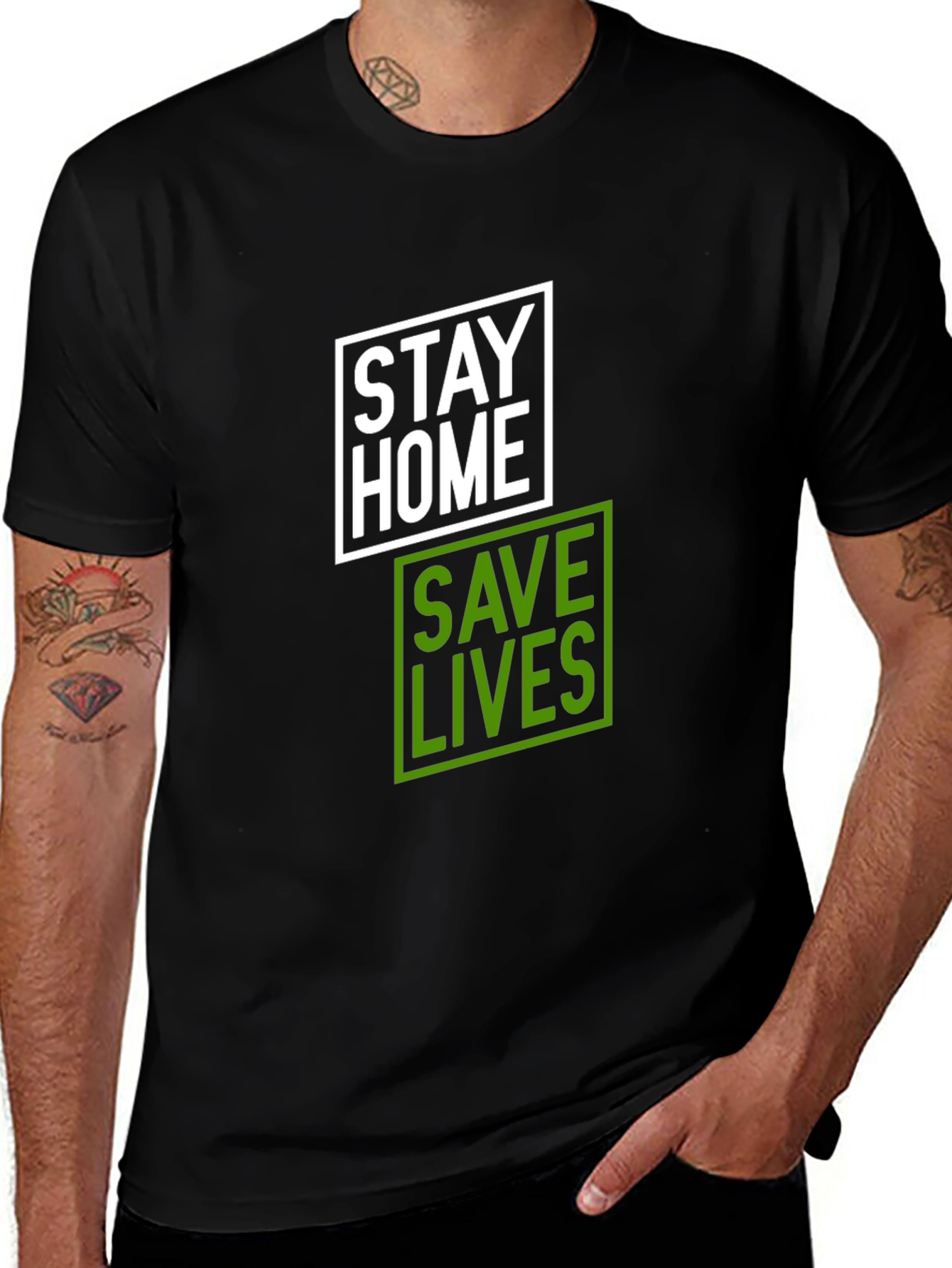 Stay Home Save Lives T-Shirt - Black