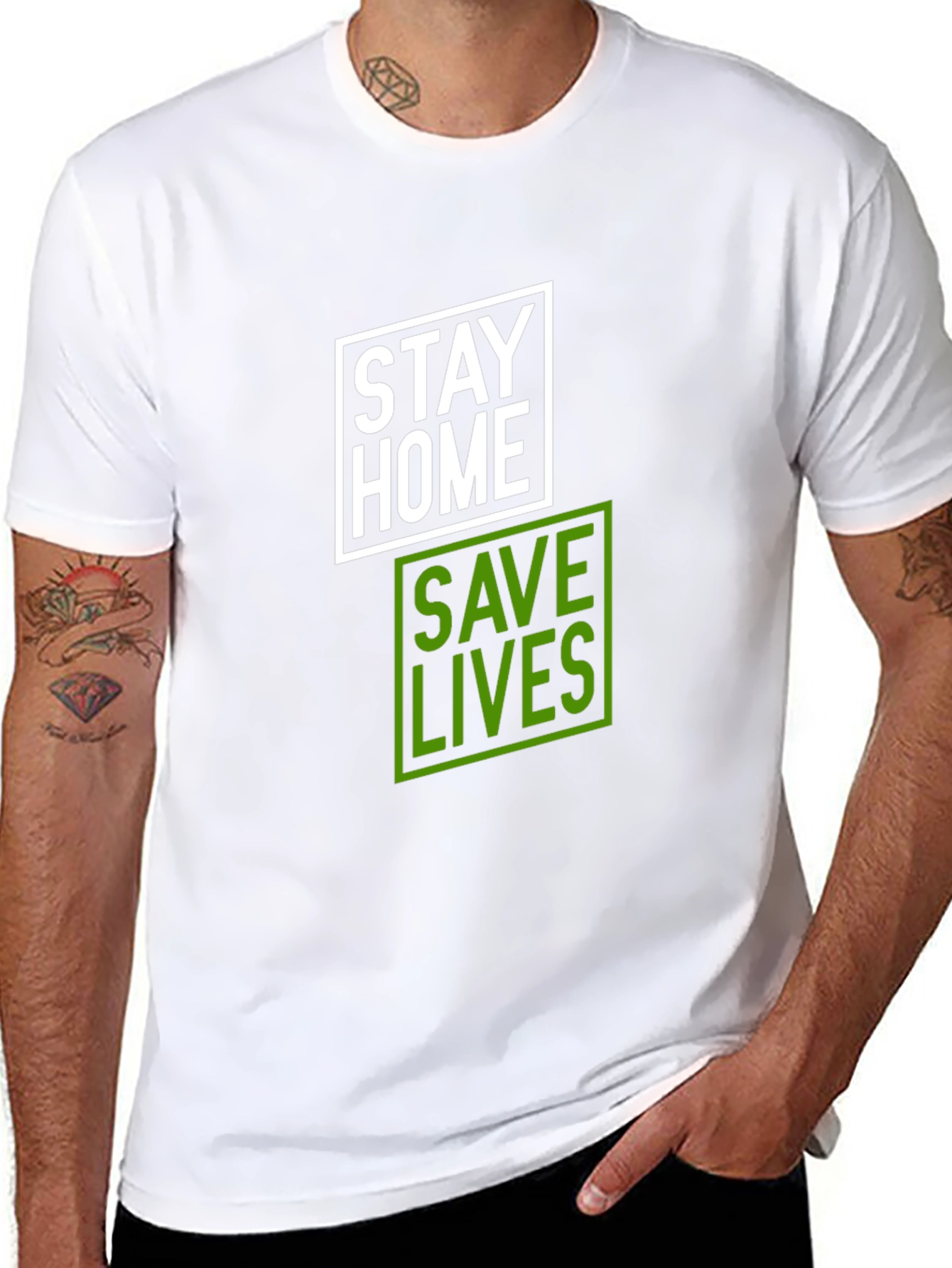 Stay Home Save Lives T-Shirt - Black