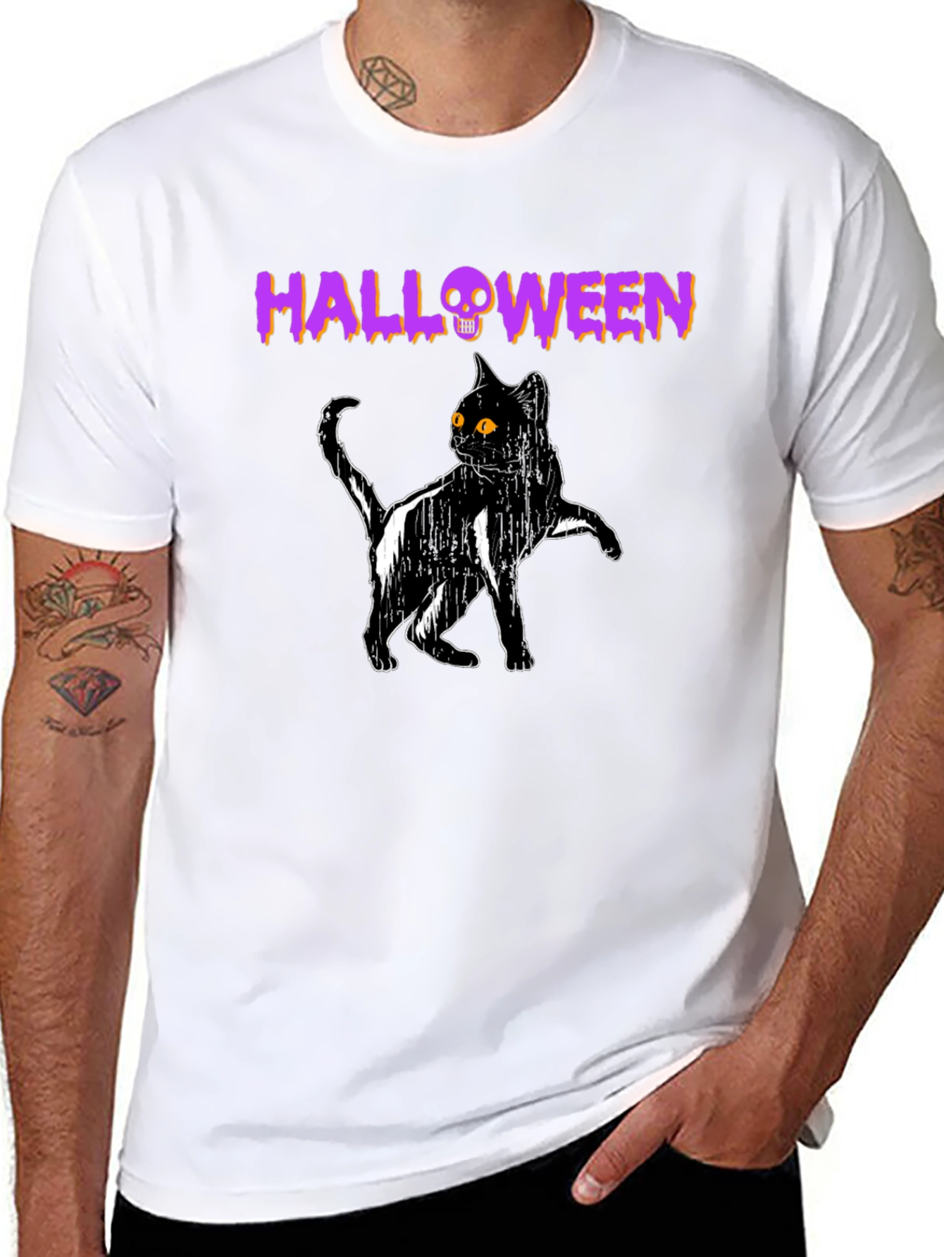 Halloween Cat T-Shirt - Spooky Black Cat Tee