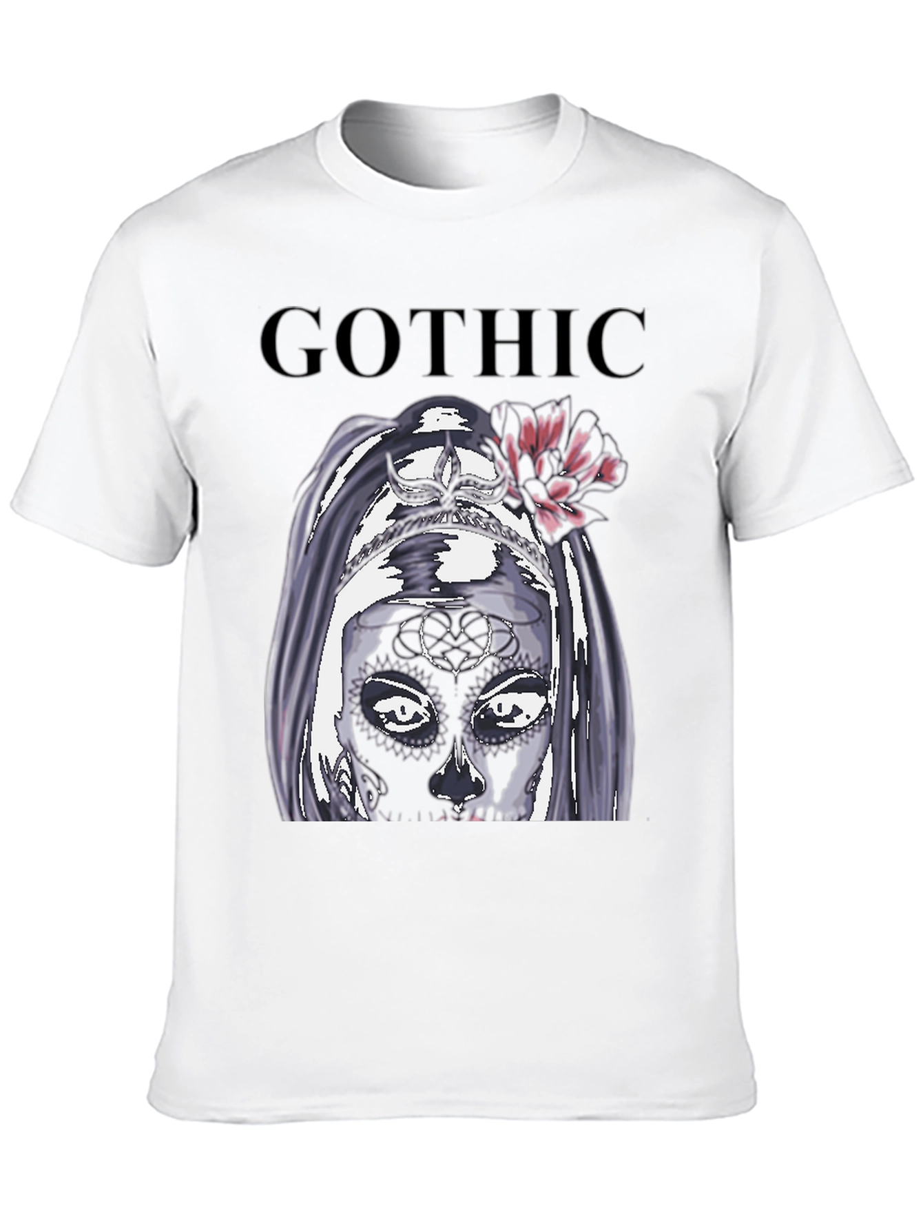 Gothic Sugar Skull Graphic Print T-Shirt