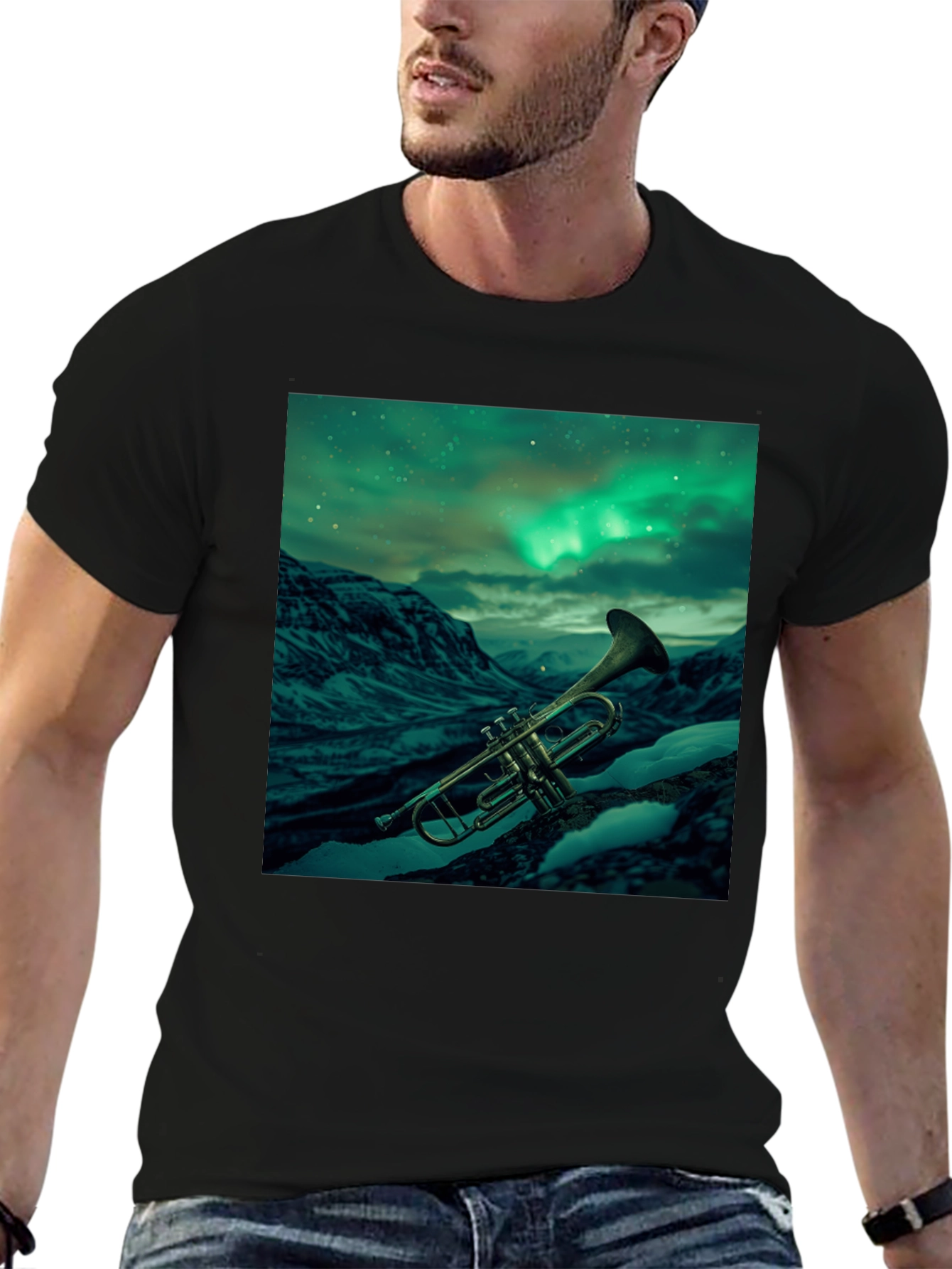 Trumpet Northern Lights Graphic T-Shirt