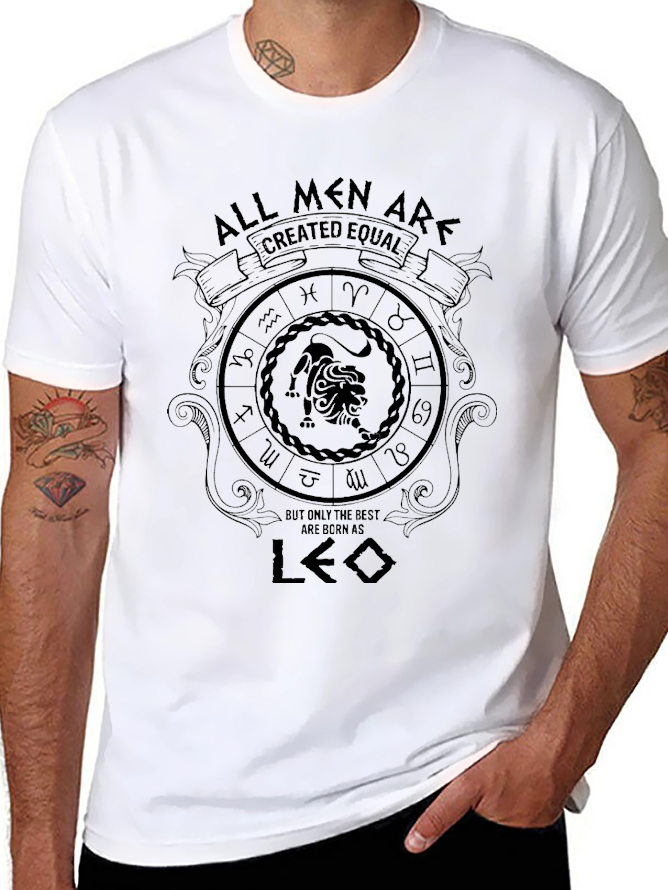 Mens Leo Zodiac Graphic T-Shirt - Black