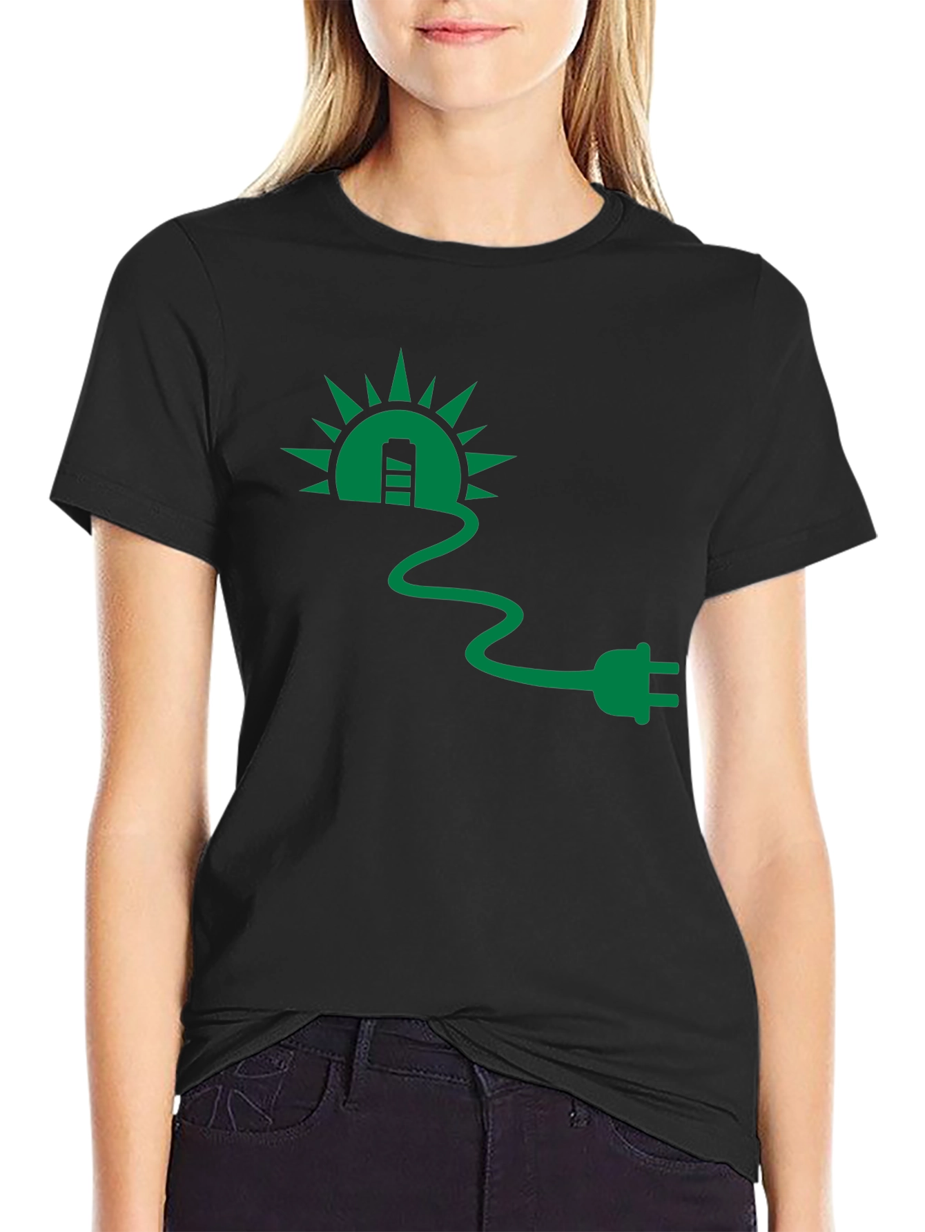 Eco-Friendly Solar Plug T-Shirt - Black