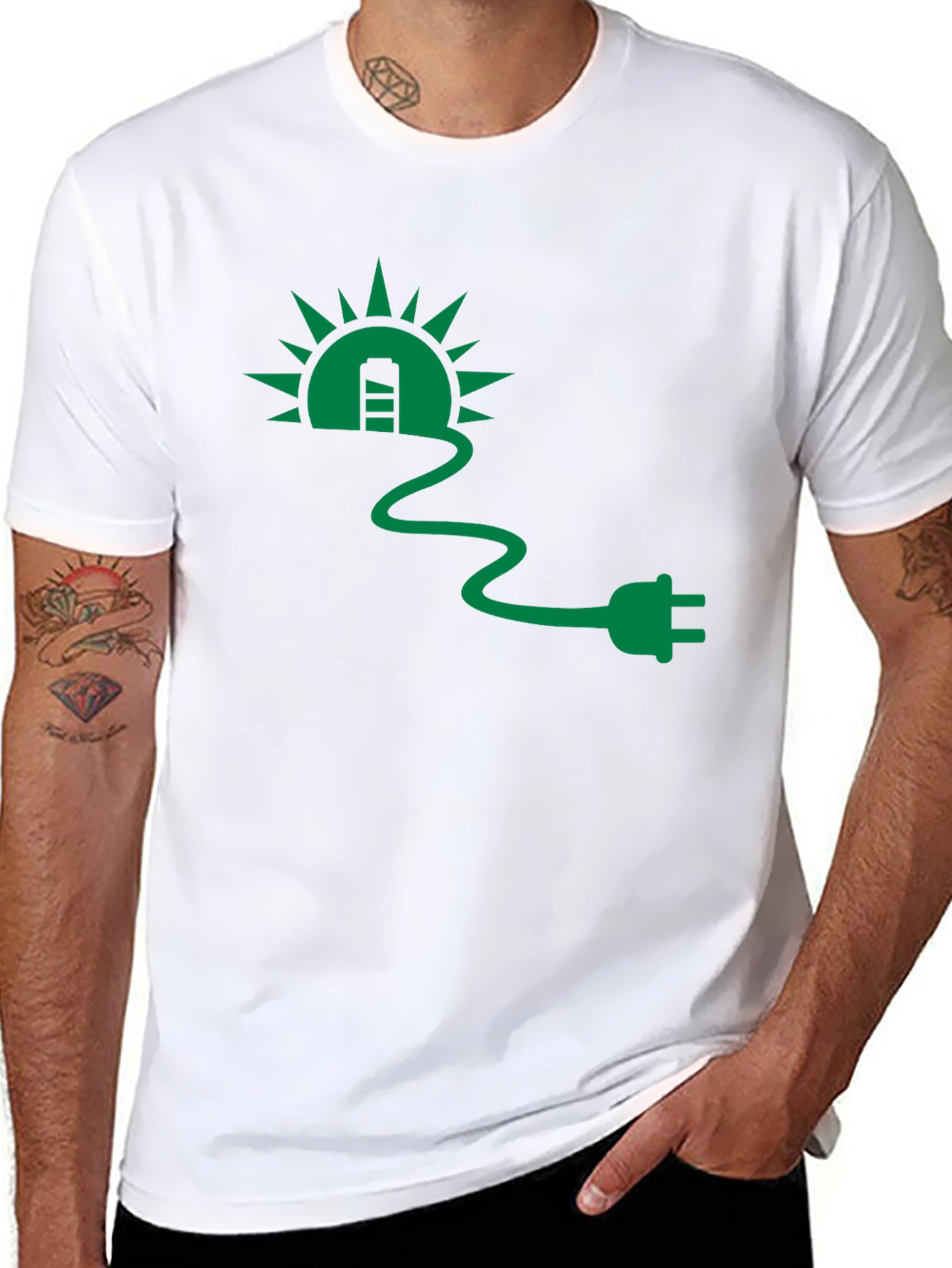 Eco-Friendly Solar Plug T-Shirt - Black