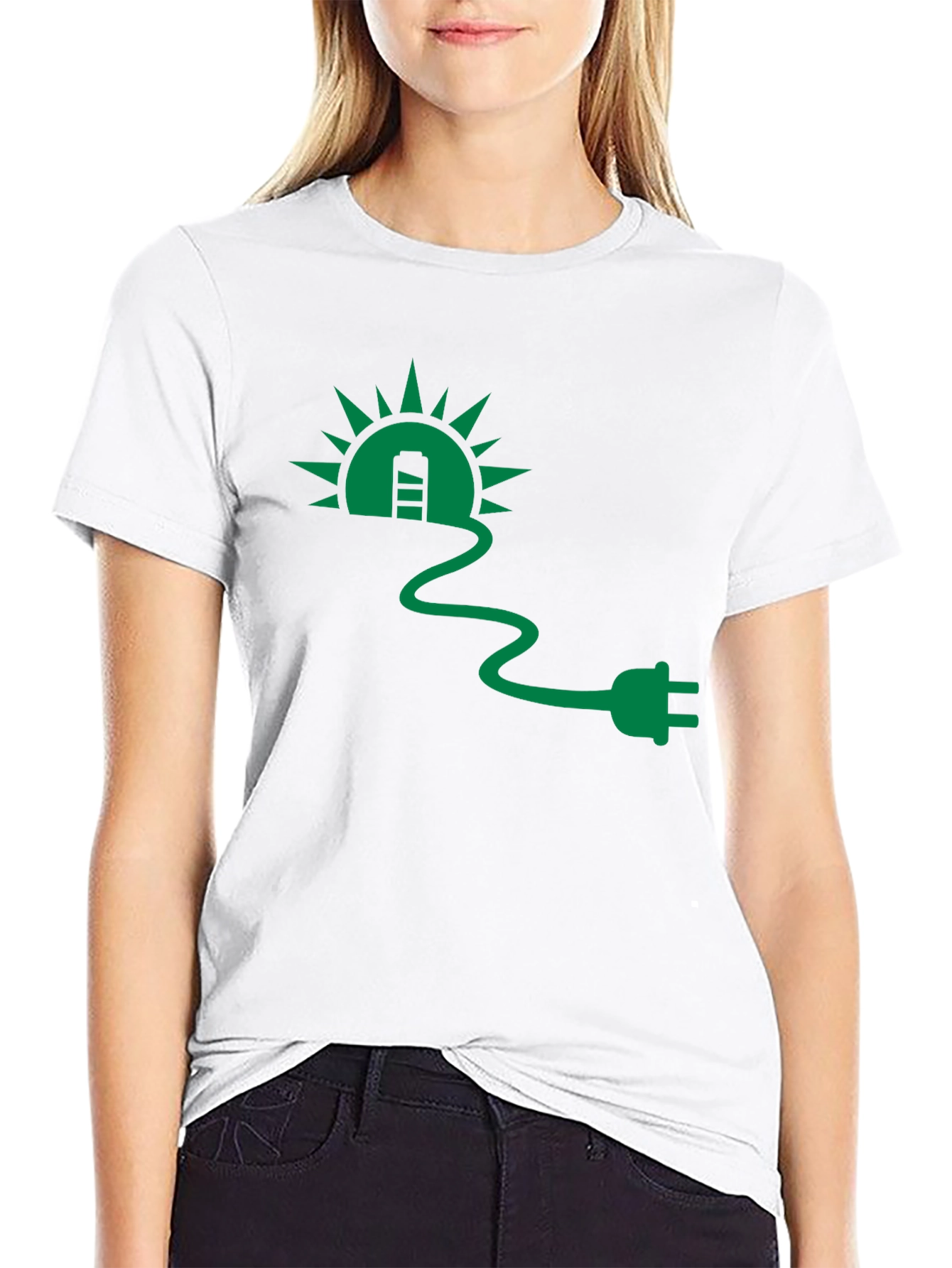 Eco-Friendly Solar Plug T-Shirt - Black