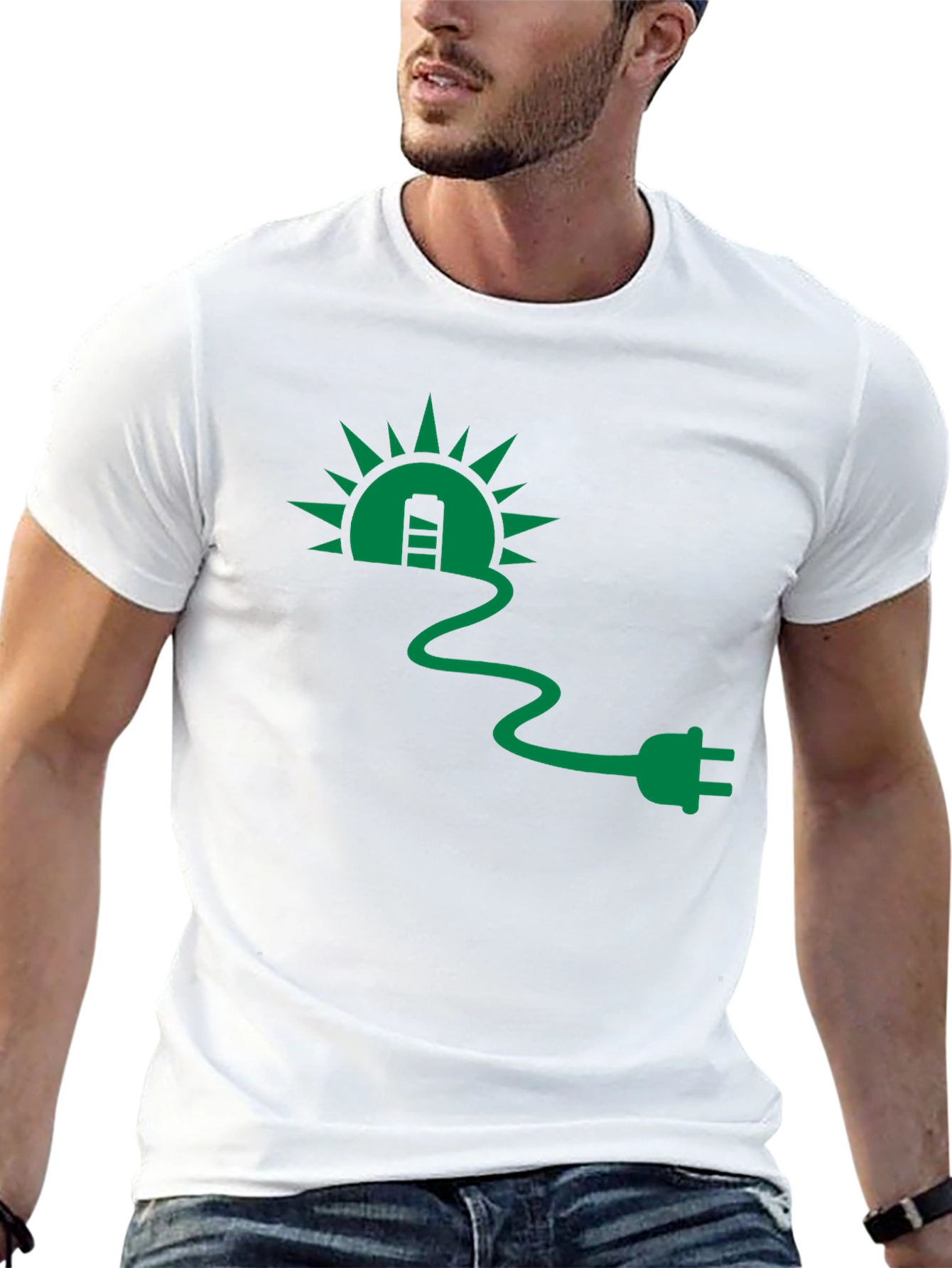 Eco-Friendly Solar Plug T-Shirt - Black