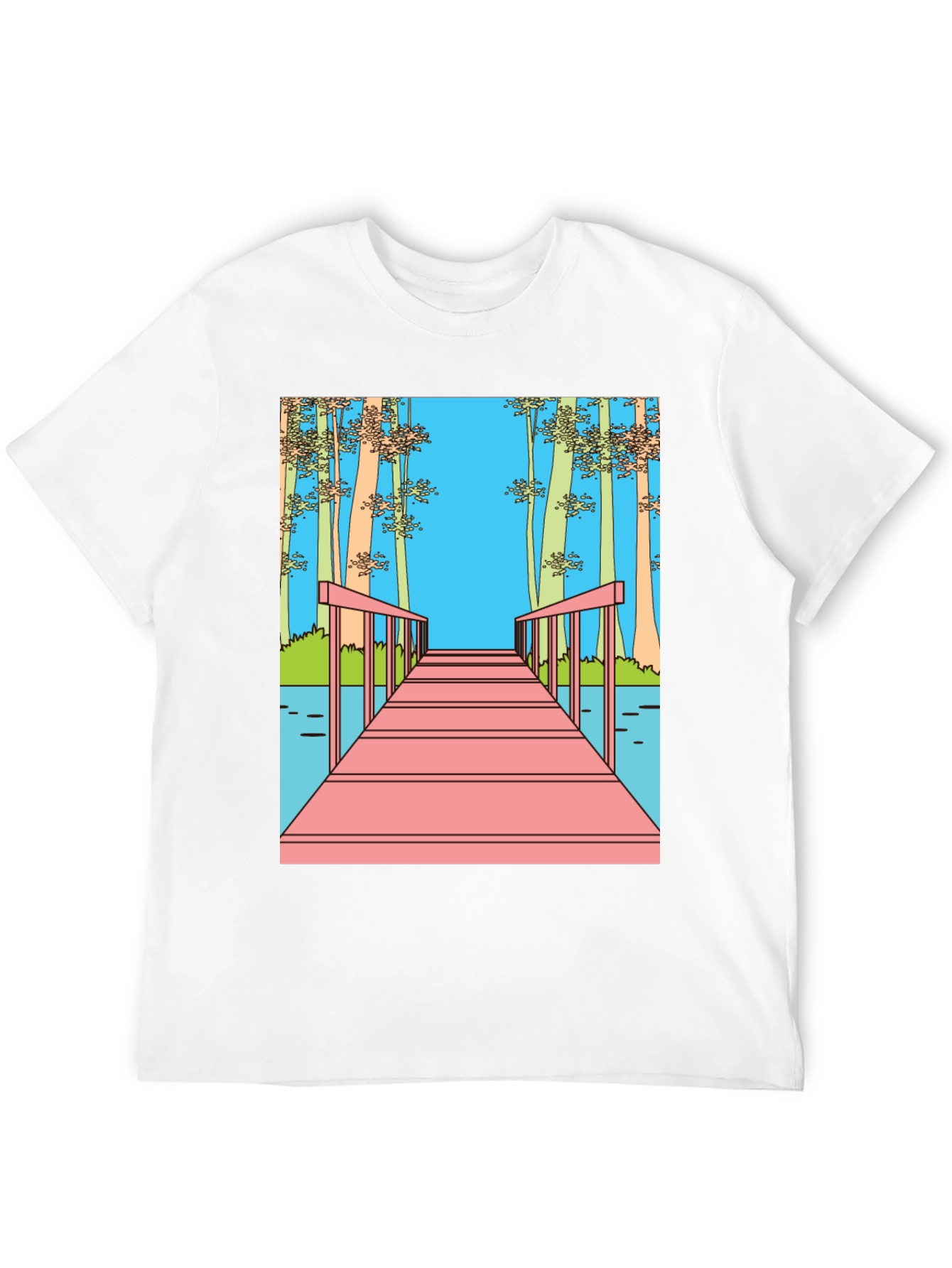 Dockside View Graphic Tee - Black Cotton Blend