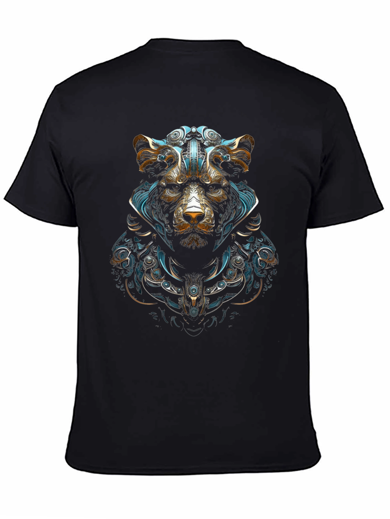 Cyberpunk Bear Graphic Tee - Black Cotton Blend