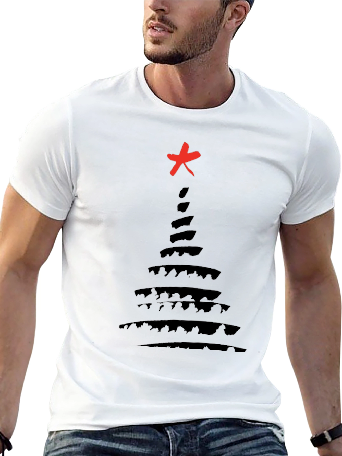 Abstract Christmas Tree Black T-Shirt