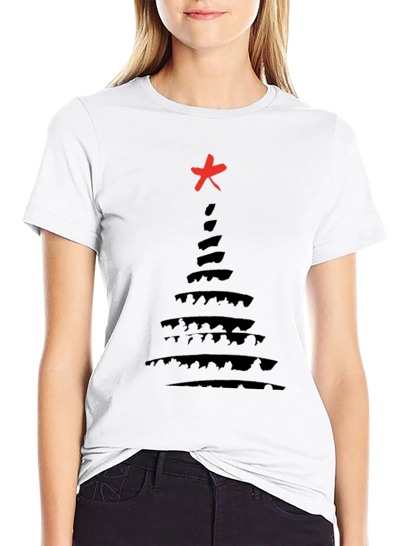 Abstract Christmas Tree Black T-Shirt