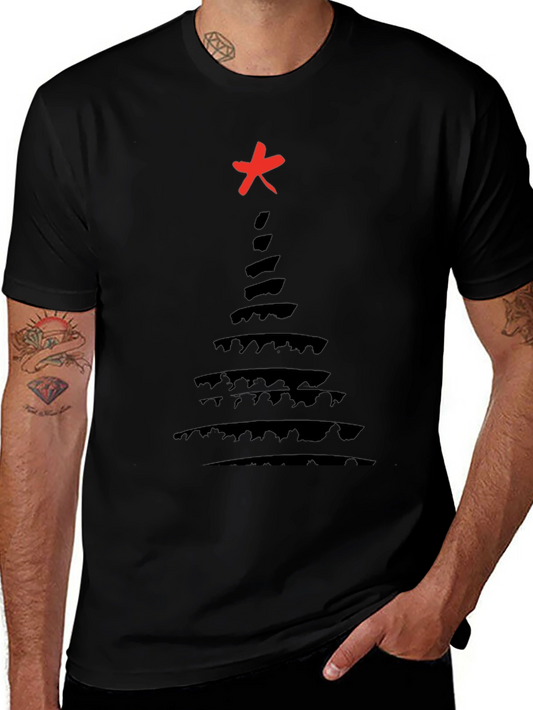 Abstract Christmas Tree Black T-Shirt