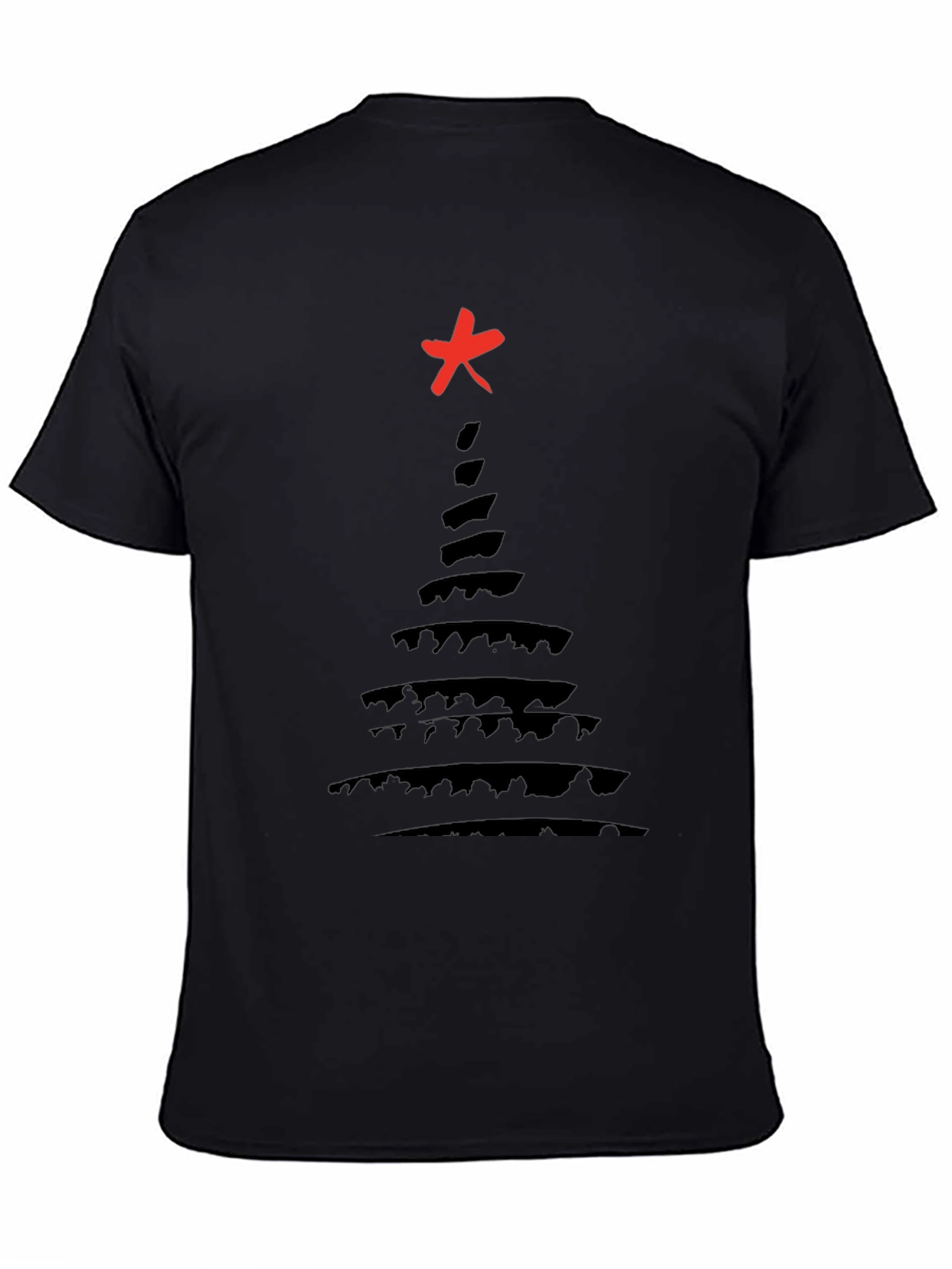 Abstract Christmas Tree Black T-Shirt