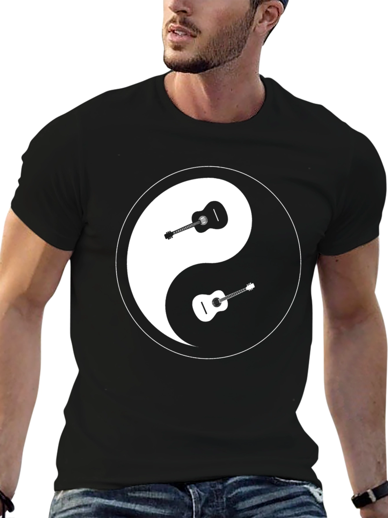 Yin Yang Guitar Graphic Tee - Black