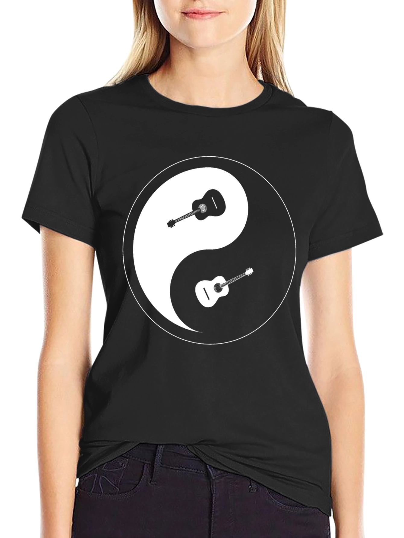 Yin Yang Guitar Graphic Tee - Black