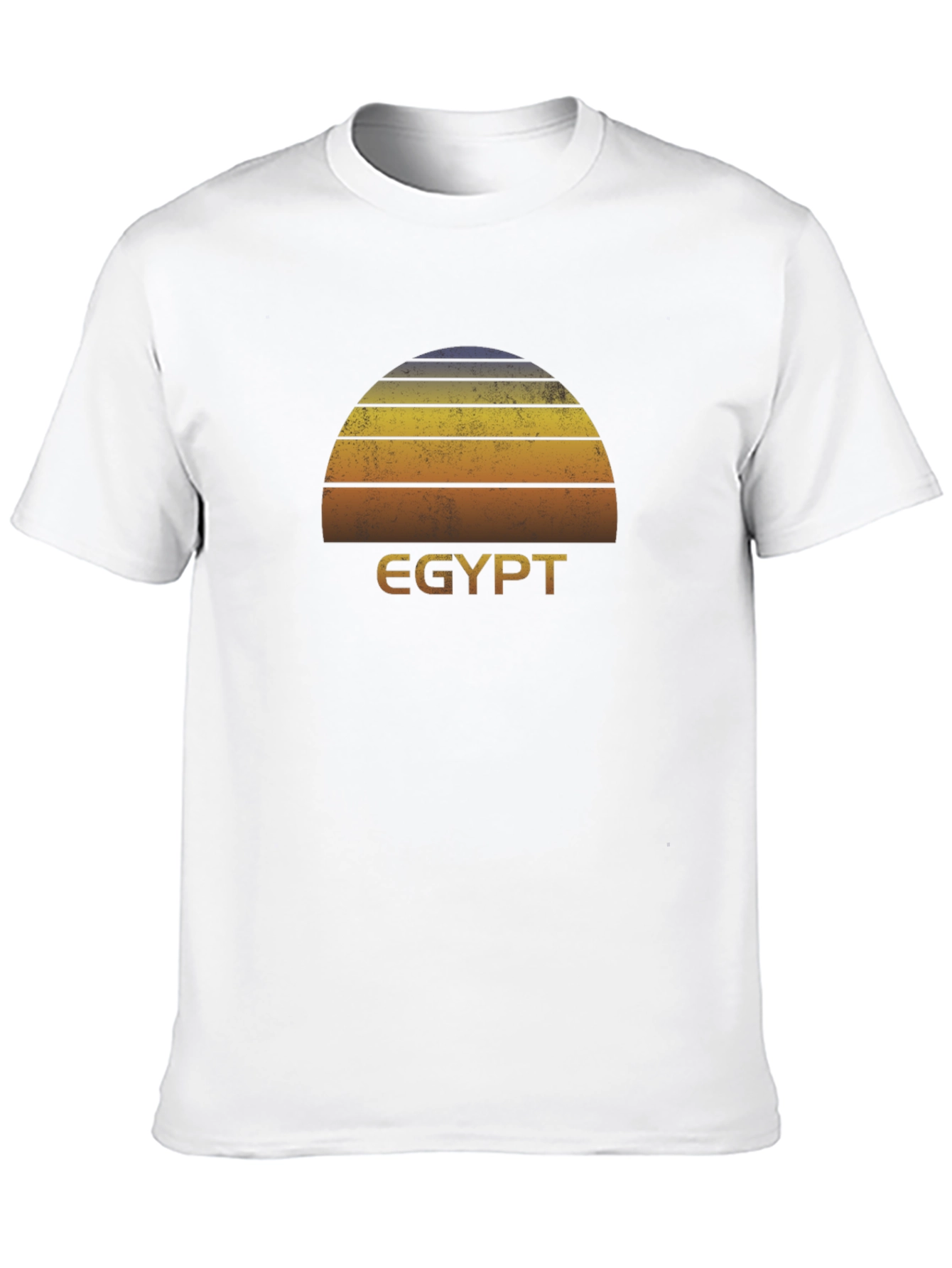 Retro Egypt Sunset Graphic Tee - Black Cotton T-Shirt
