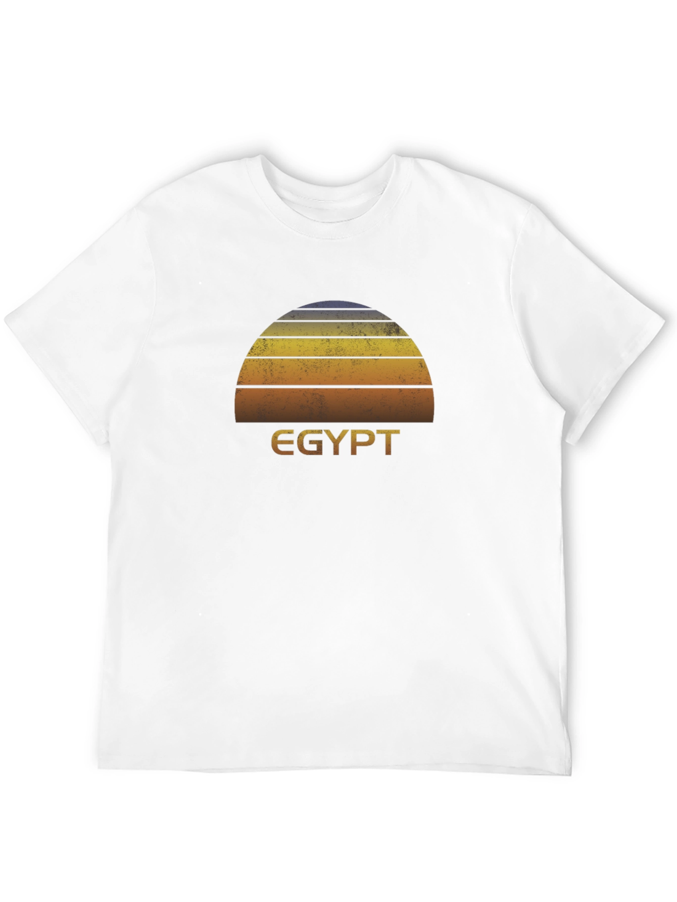 Retro Egypt Sunset Graphic Tee - Black Cotton T-Shirt