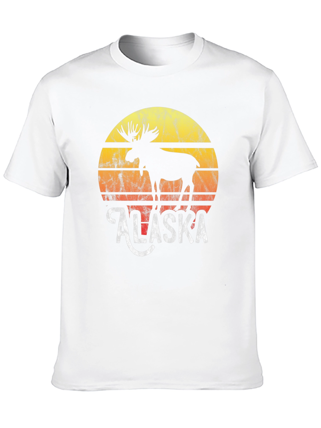 Alaska Moose Graphic Tee - Retro Sunset Design
