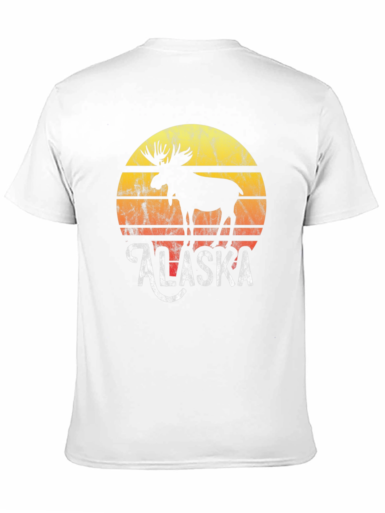Alaska Moose Graphic Tee - Retro Sunset Design