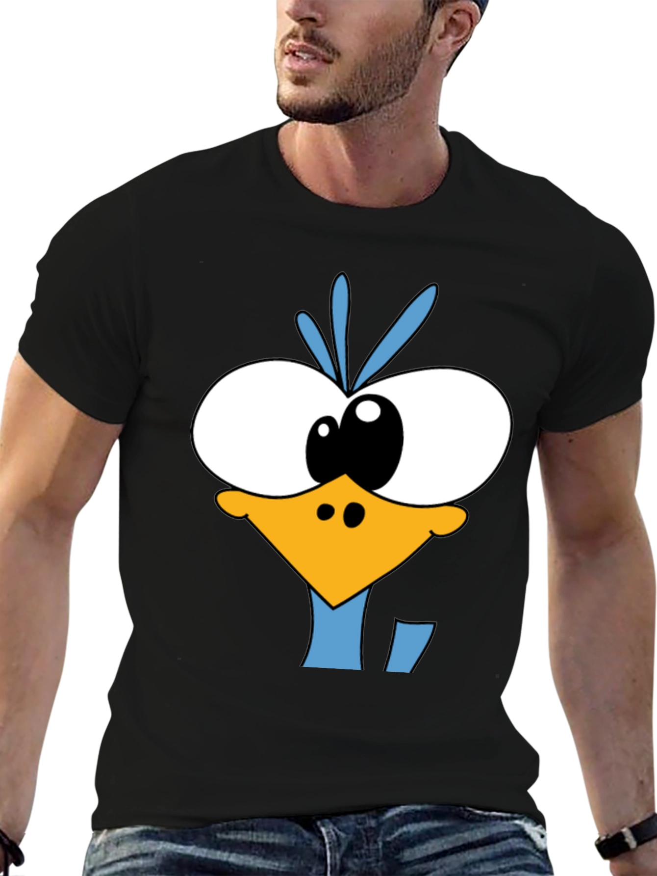 Road Runner Cartoon Graphic Black T-Shirt