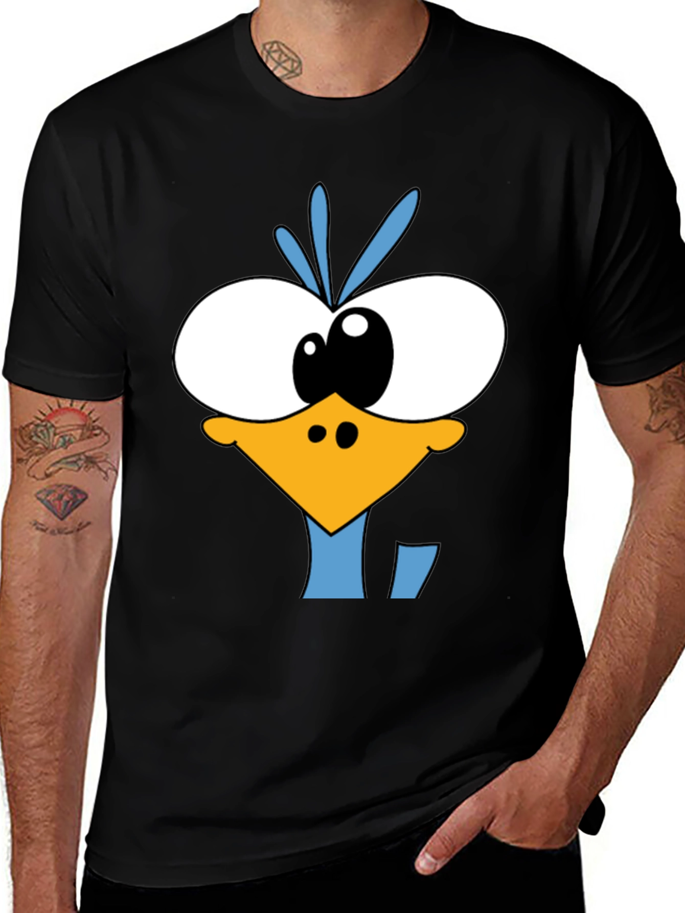 Road Runner Cartoon Graphic Black T-Shirt