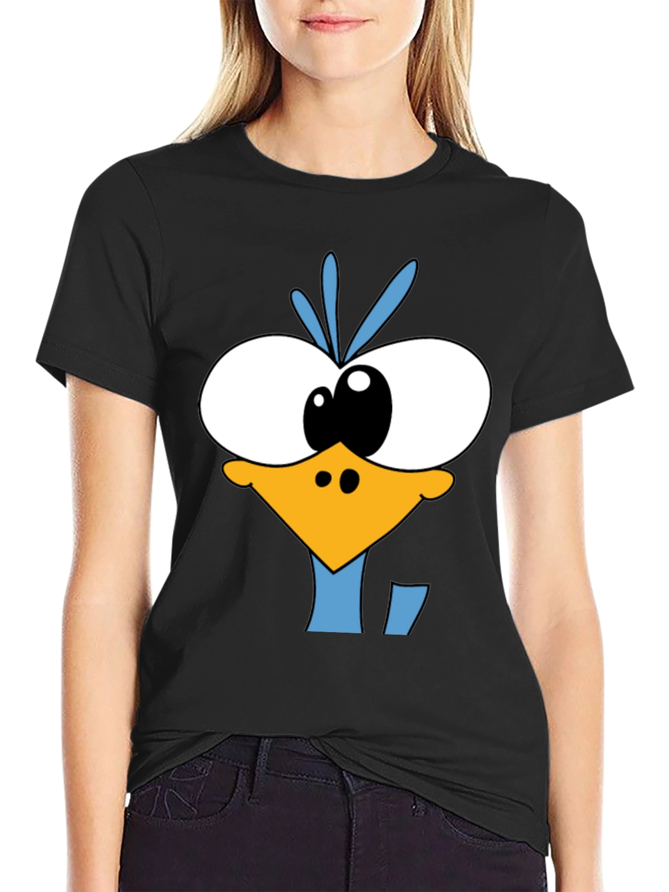 Road Runner Cartoon Graphic Black T-Shirt