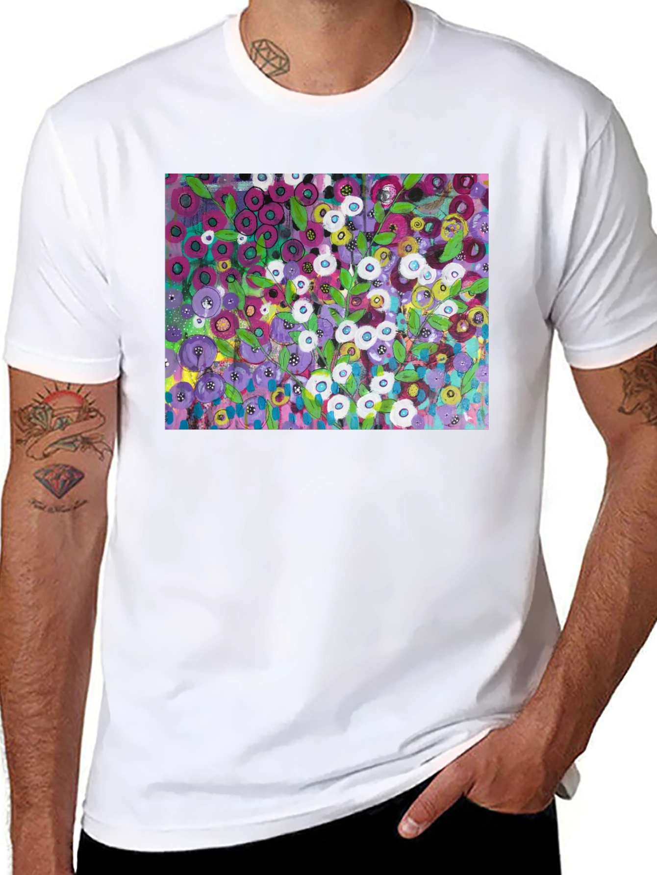 Floral Burst Graphic Tee - Modern Art Shirt