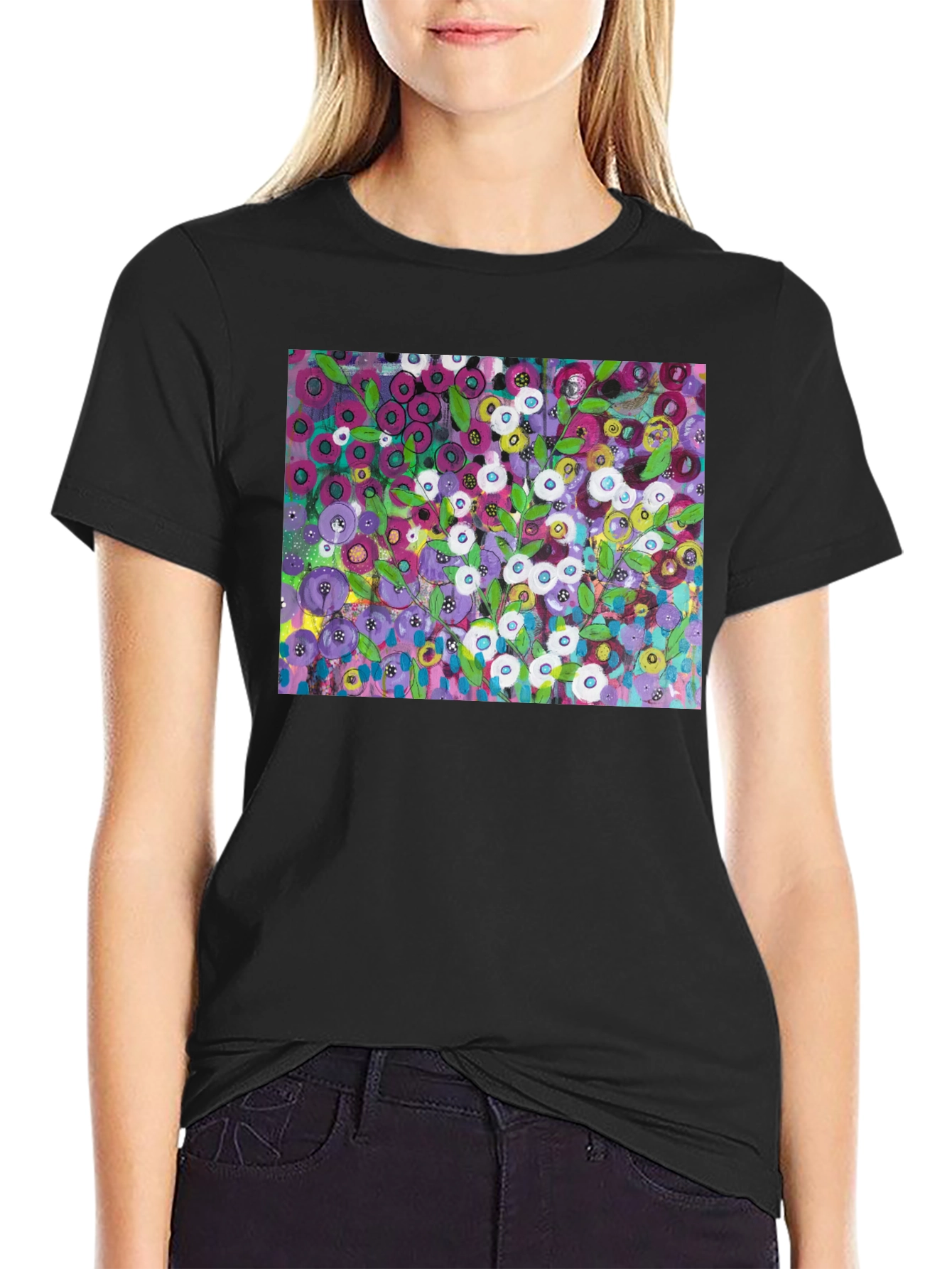Floral Burst Graphic Tee - Modern Art Shirt