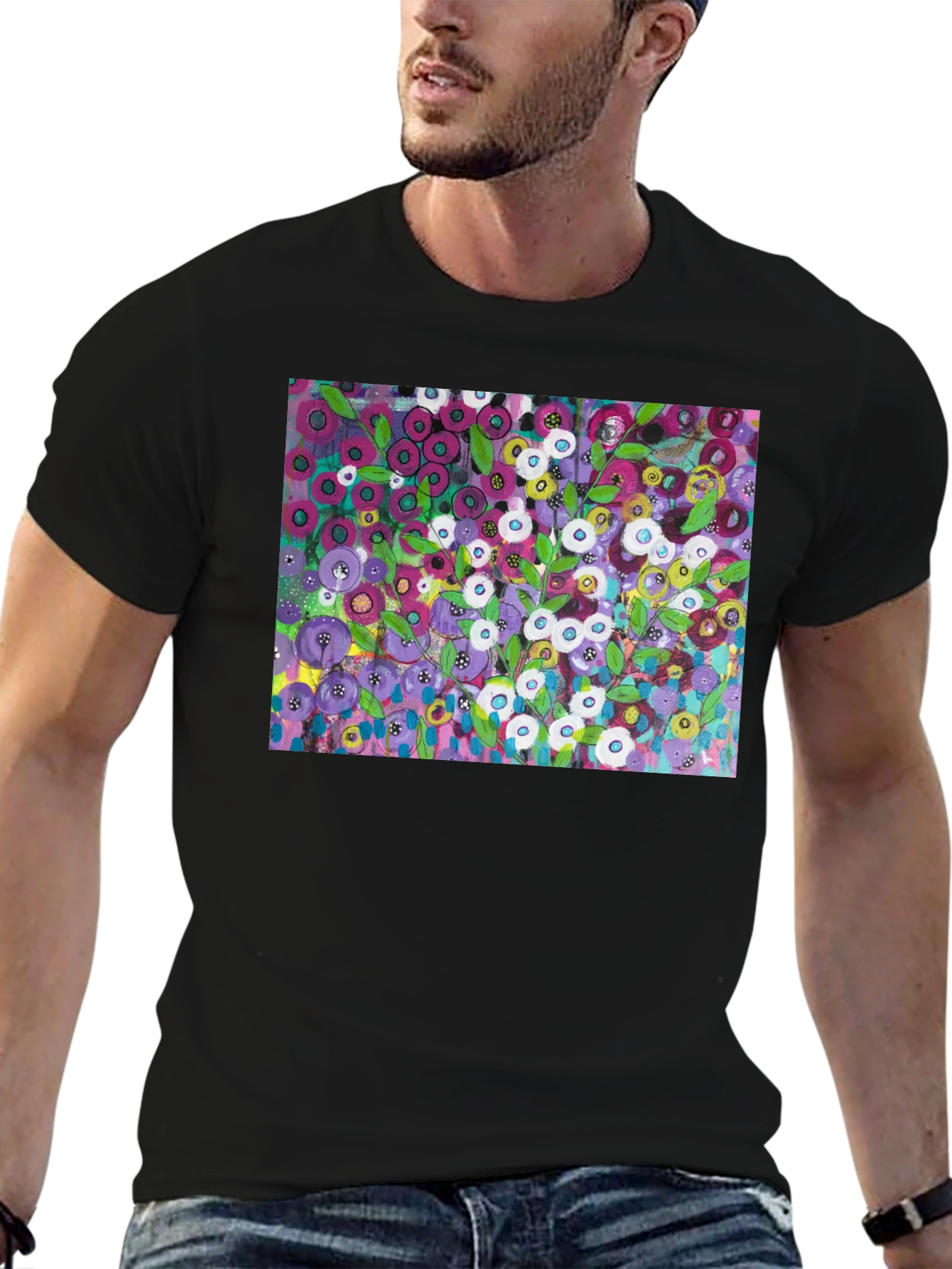 Floral Burst Graphic Tee - Modern Art Shirt