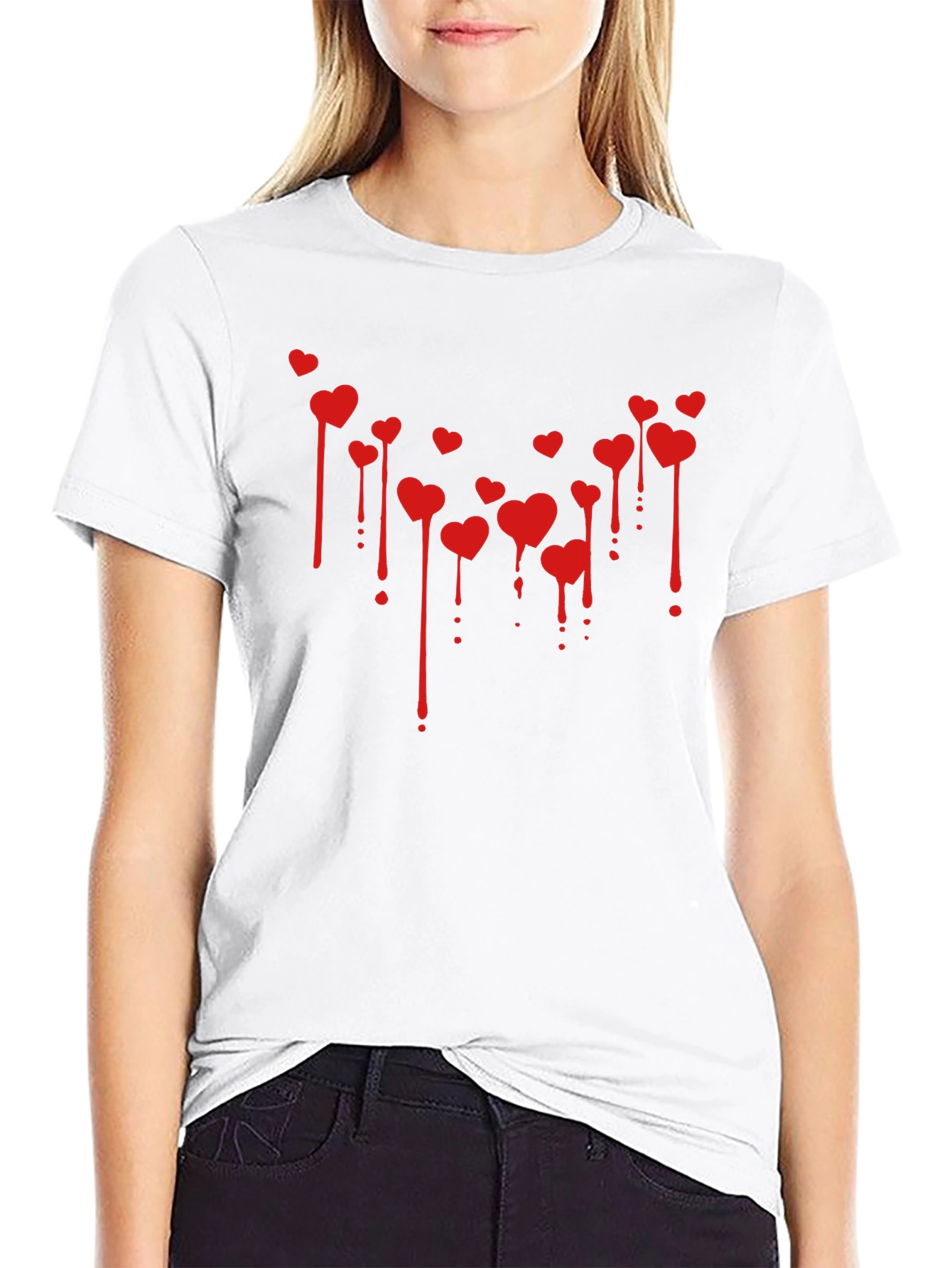 Bleeding Hearts Graphic Tee - Valentines Day Black T-Shirt