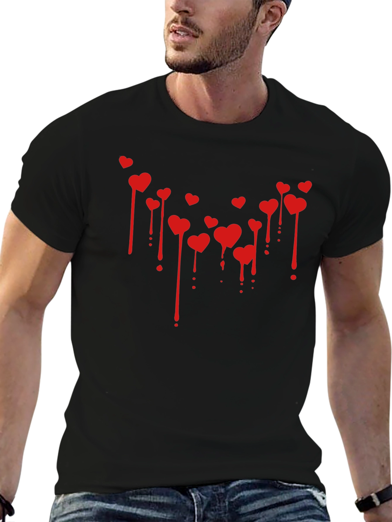 Bleeding Hearts Graphic Tee - Valentines Day Black T-Shirt