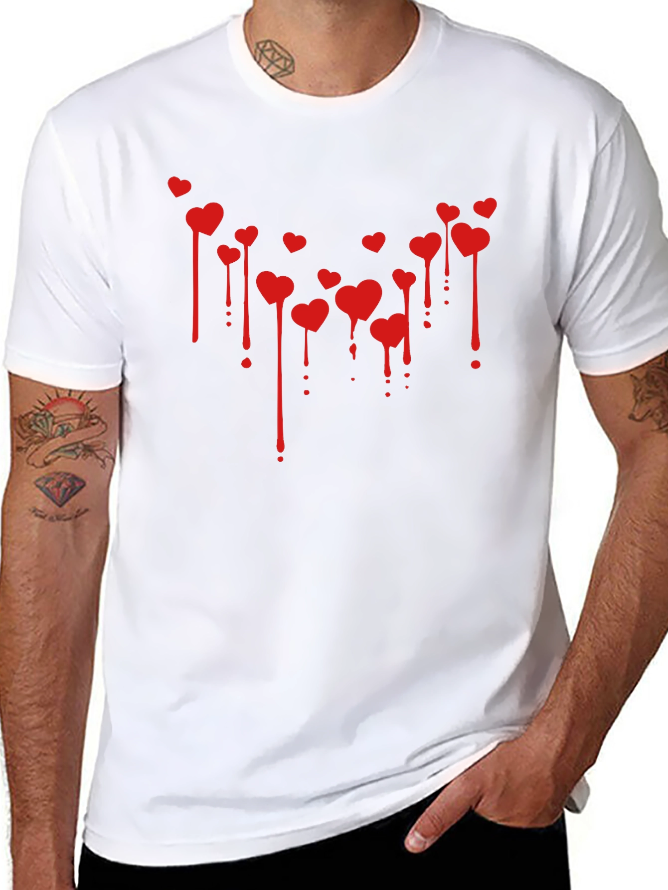 Bleeding Hearts Graphic Tee - Valentines Day Black T-Shirt