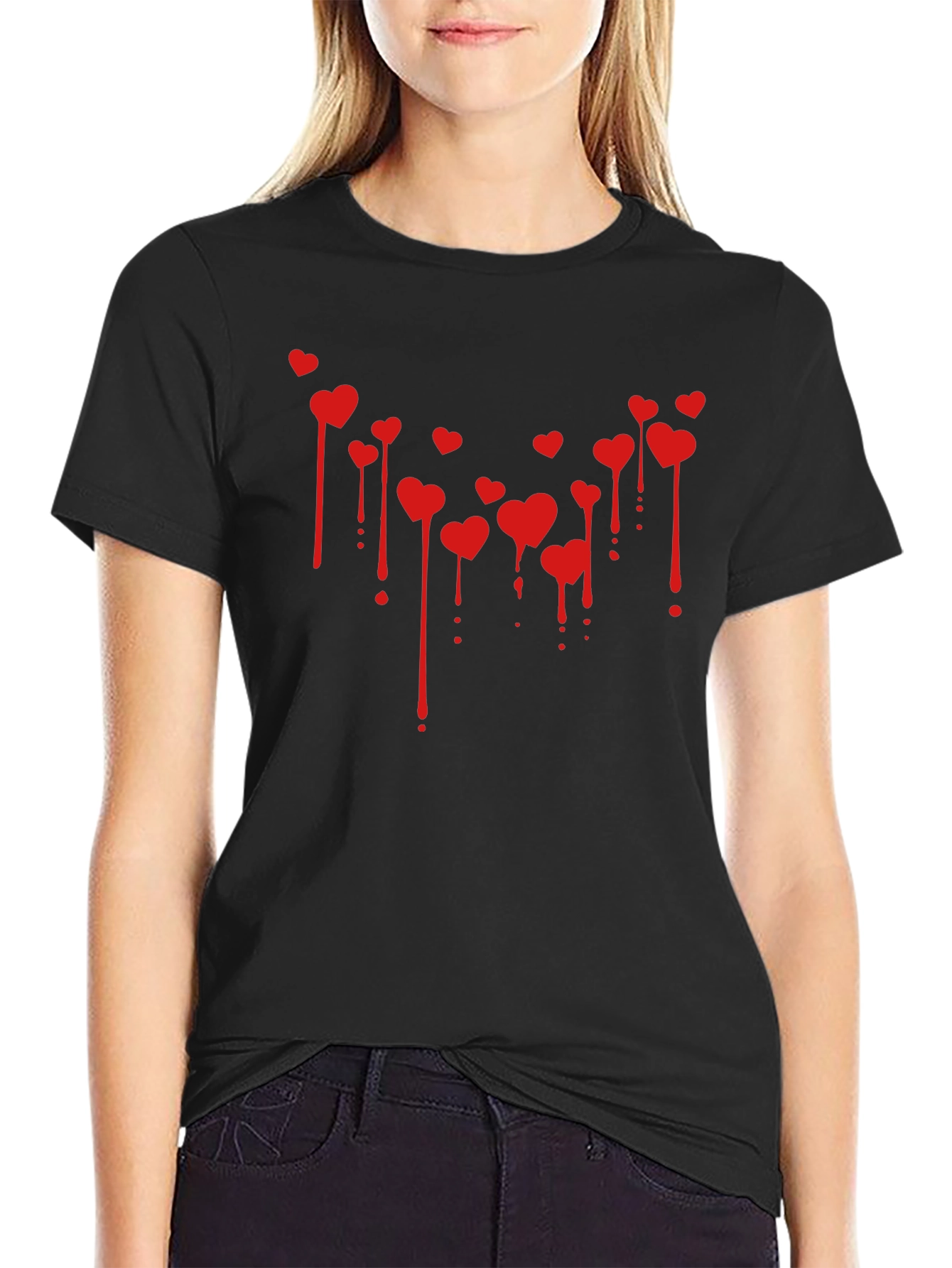 Bleeding Hearts Graphic Tee - Valentines Day Black T-Shirt