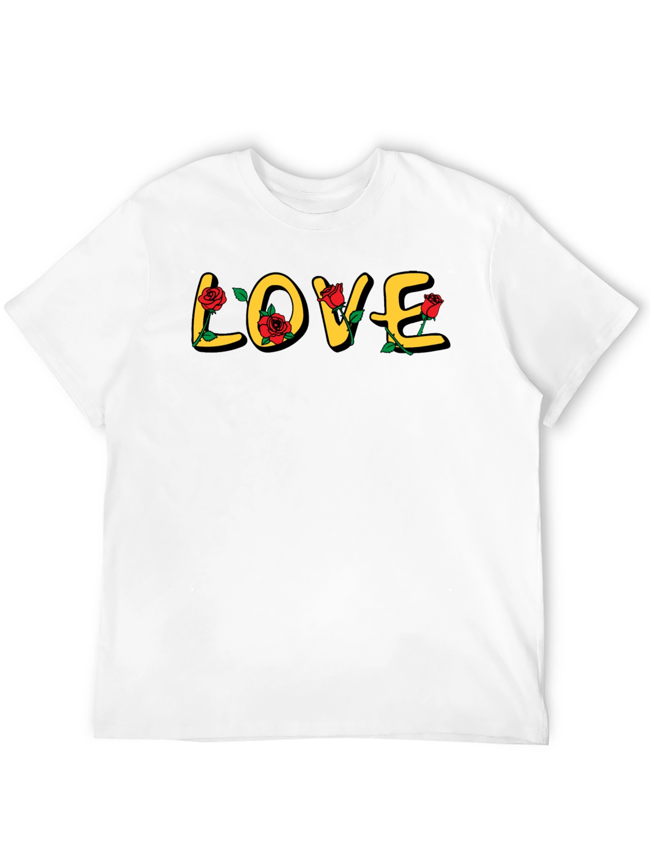 Love Rose Graphic Print Black T-Shirt