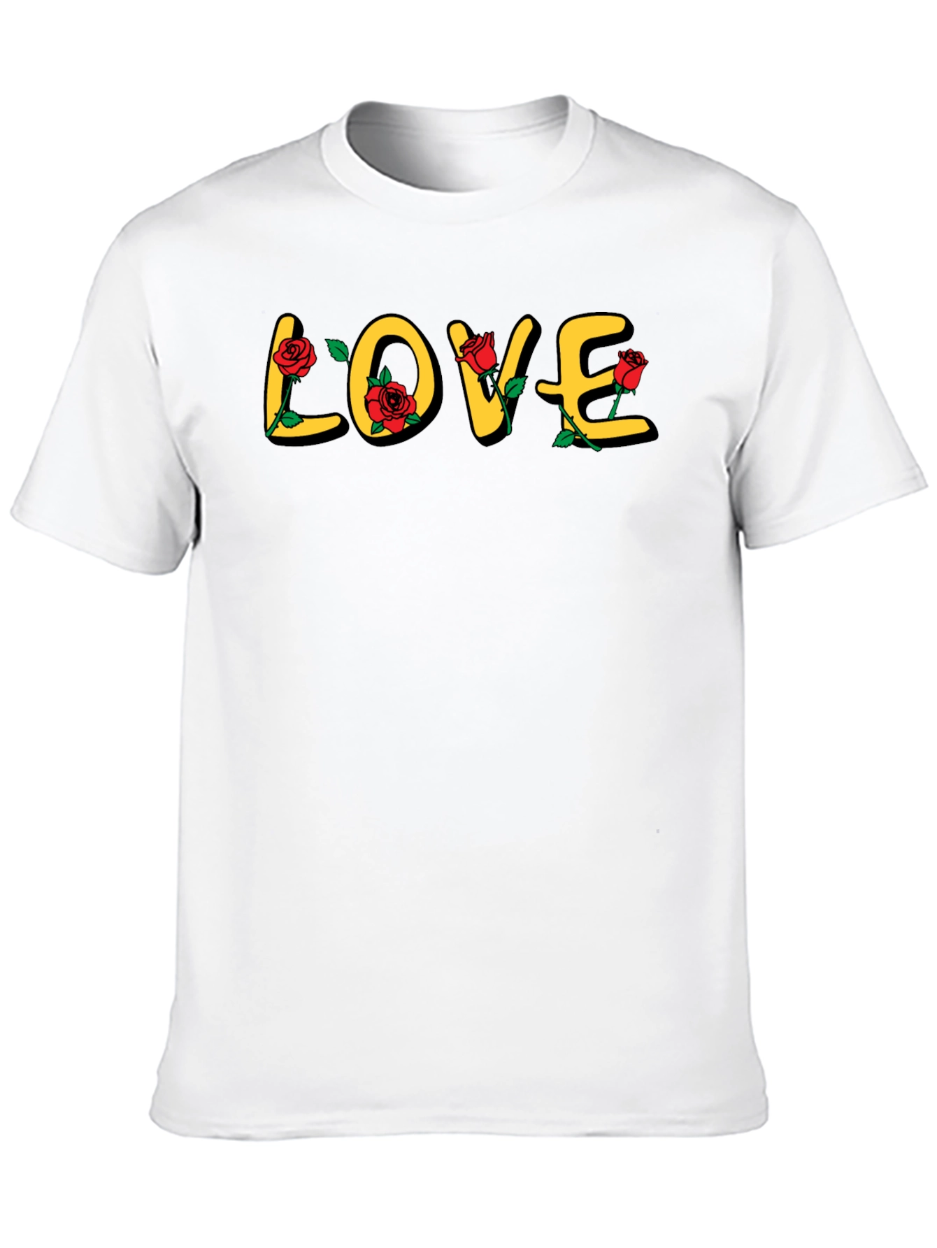 Love Rose Graphic Print Black T-Shirt