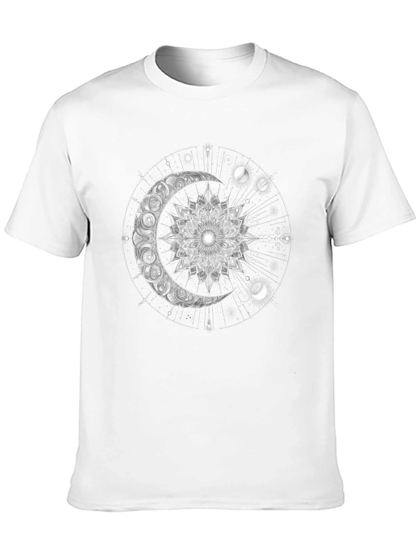 Celestial Moon Mandala Graphic Tee - Black