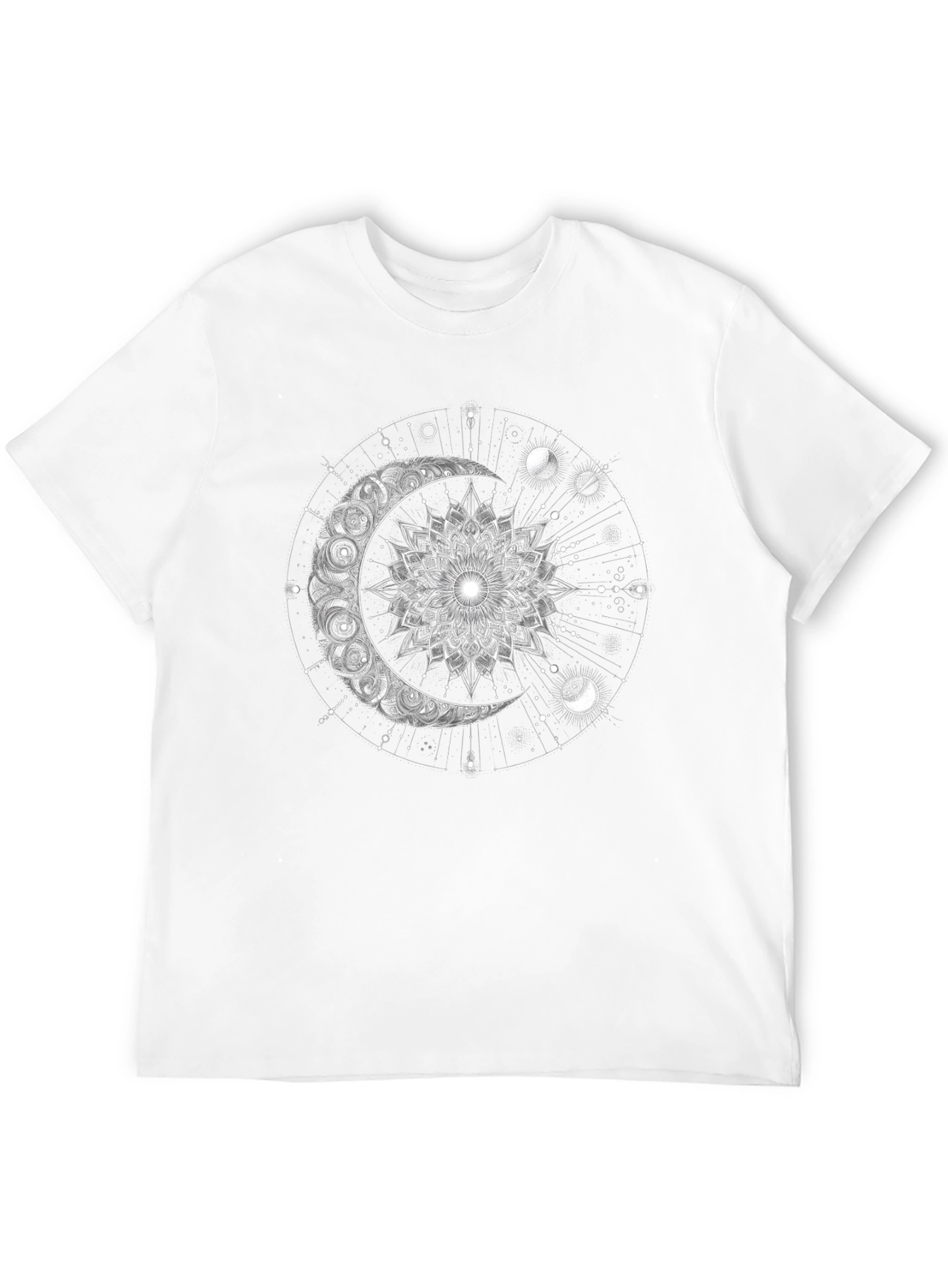 Celestial Moon Mandala Graphic Tee - Black