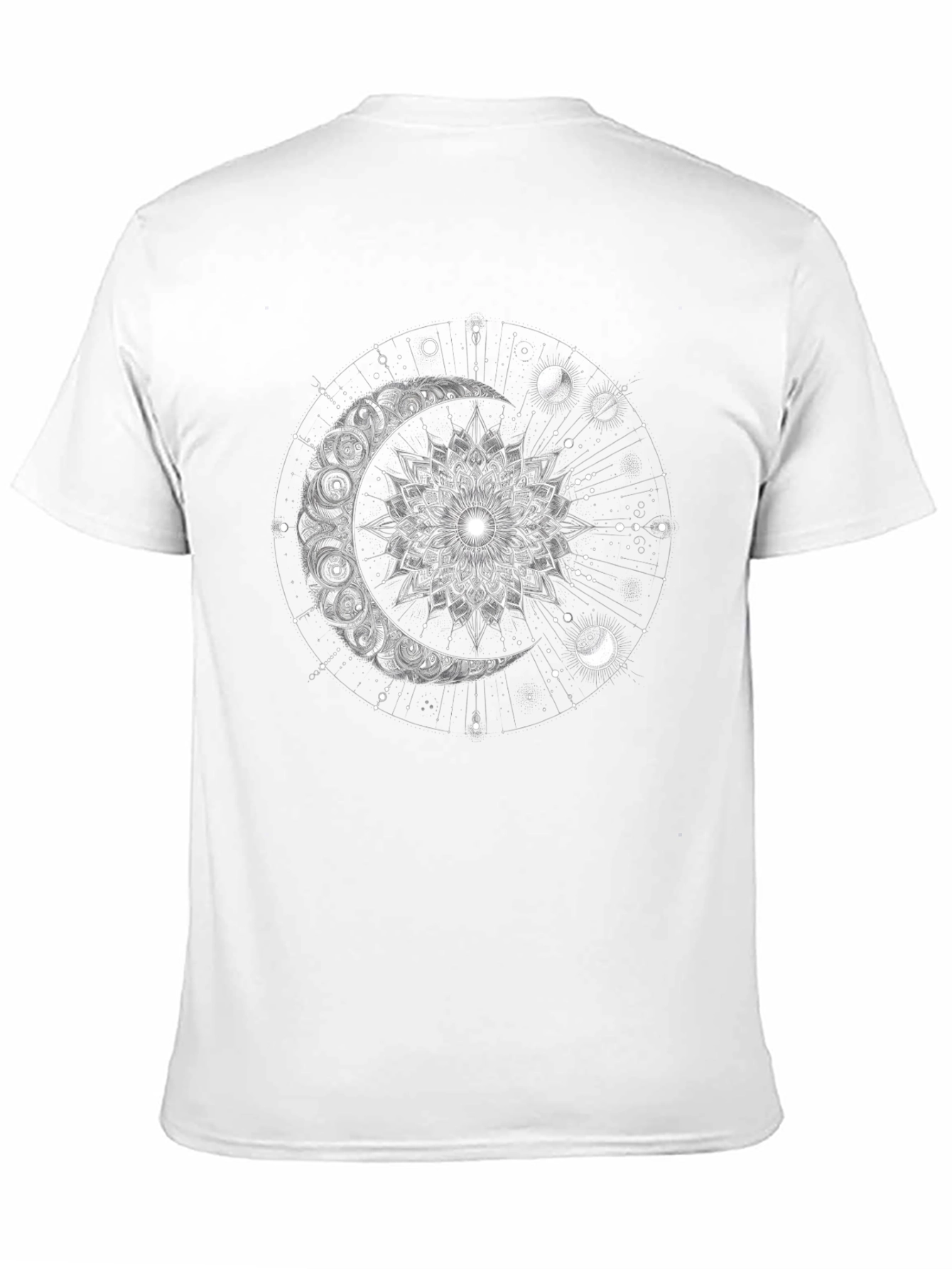 Celestial Moon Mandala Graphic Tee - Black